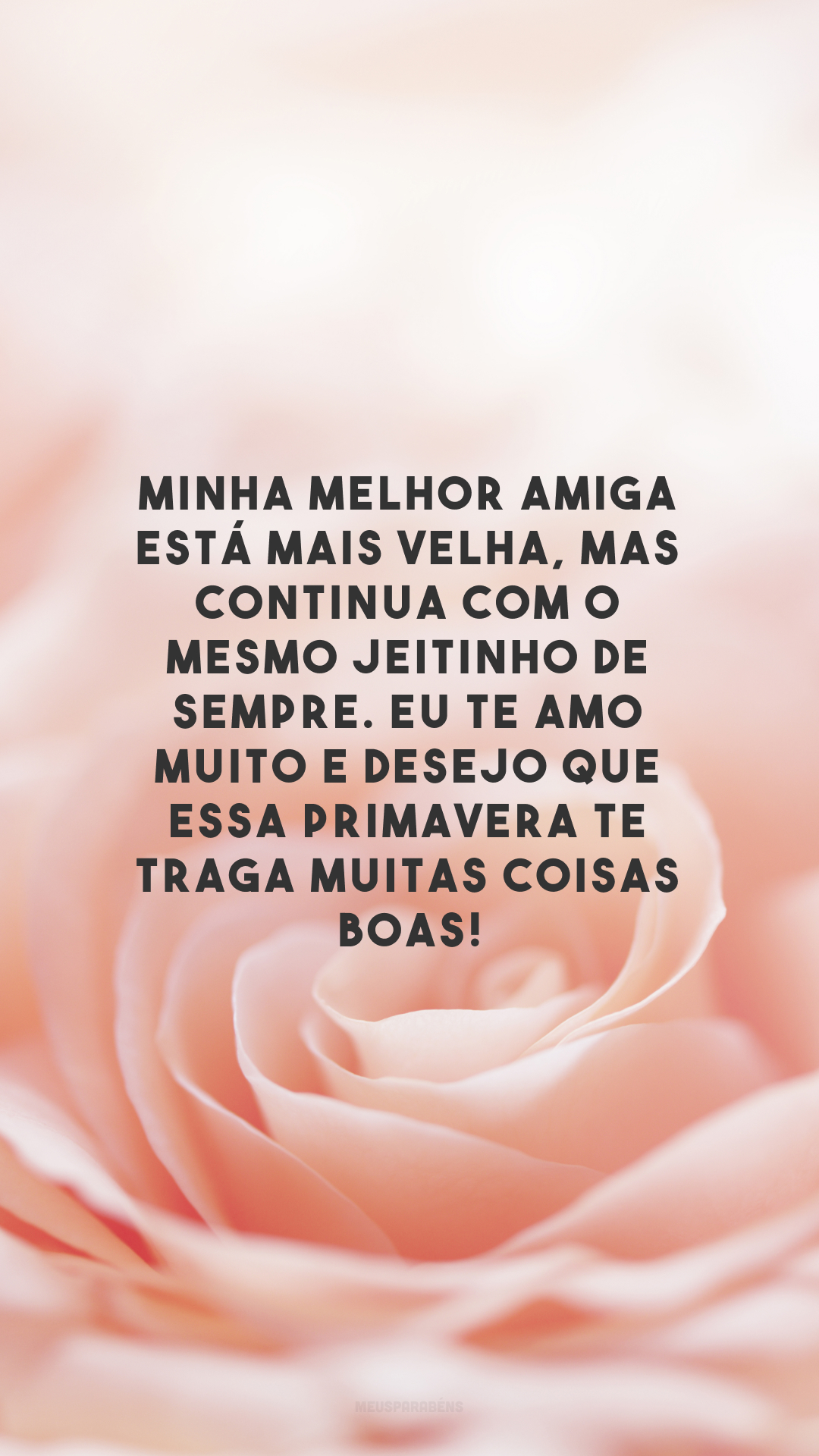 Minha melhor amiga está mais velha, mas continua com o mesmo jeitinho de sempre. Eu te amo muito e desejo que essa primavera te traga muitas coisas boas!