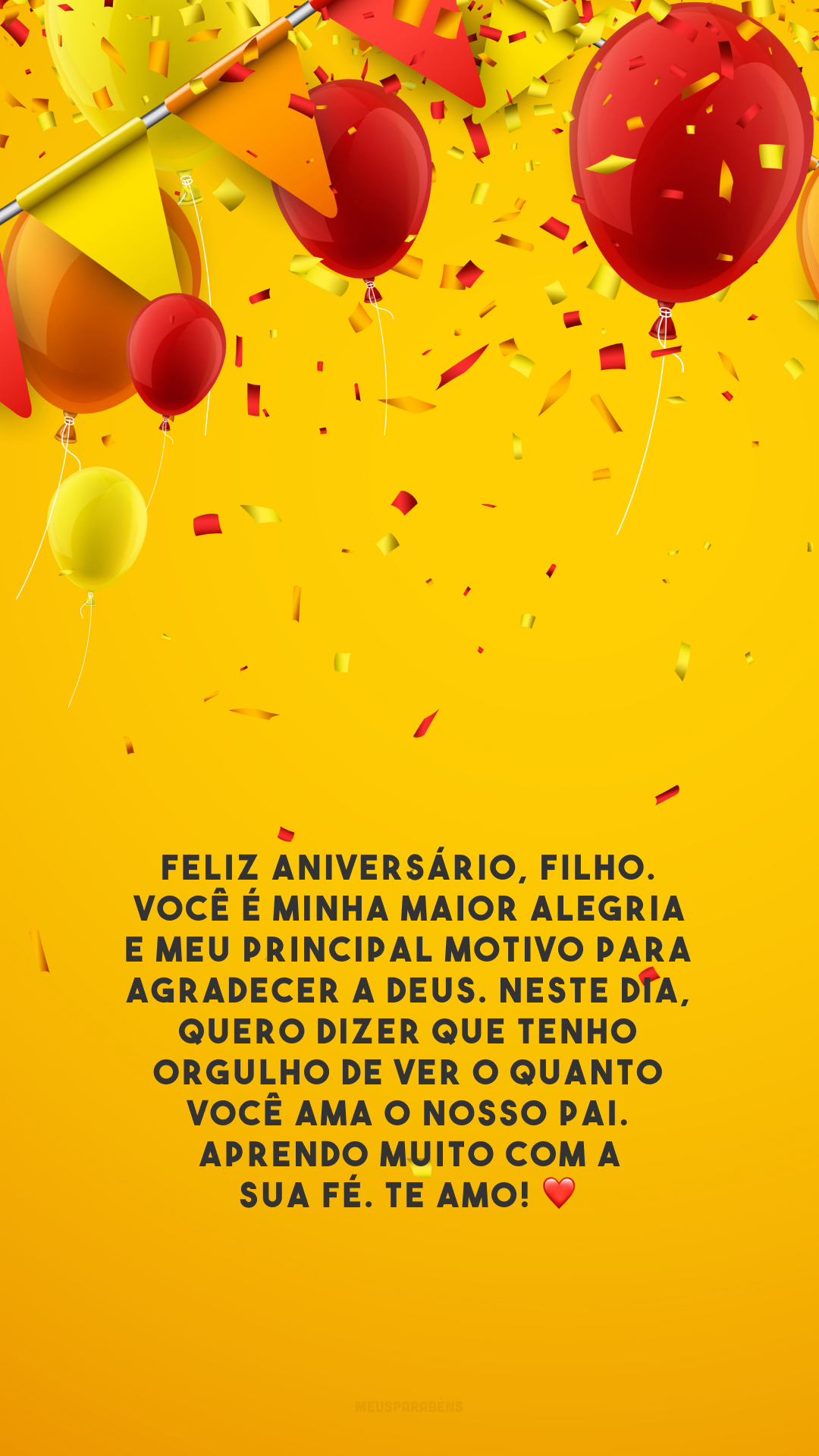 Feliz aniversário, filho. Você é minha maior alegria e meu principal motivo para agradecer a Deus. Neste dia, quero dizer que tenho orgulho de ver o quanto você ama o nosso Pai. Aprendo muito com a sua fé. Te amo! ❤️