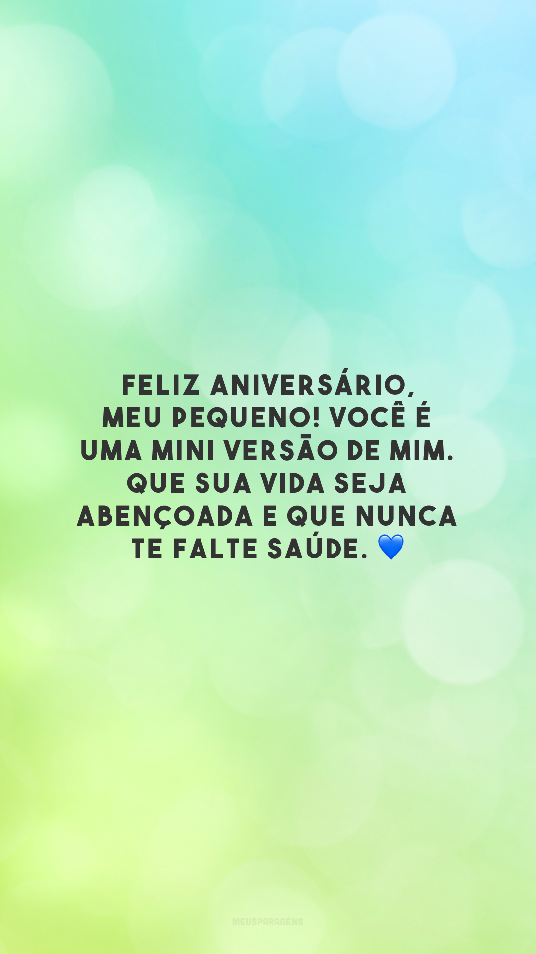 Feliz aniversário, meu pequeno! Você é uma mini versão de mim. Que sua vida seja abençoada e que nunca te falte saúde. 💙