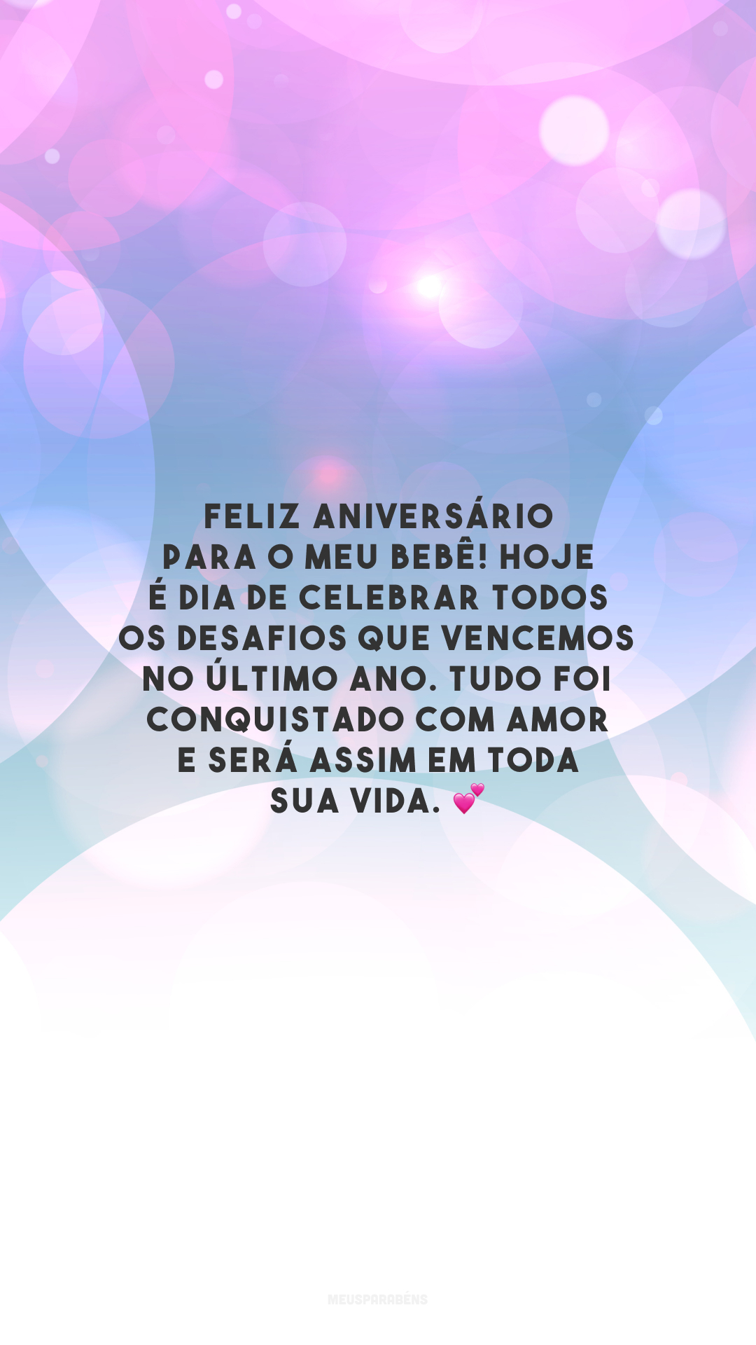 Feliz aniversário para o meu bebê! Hoje é dia de celebrar todos os desafios que vencemos no último ano. Tudo foi conquistado com amor e será assim em toda sua vida. 💕