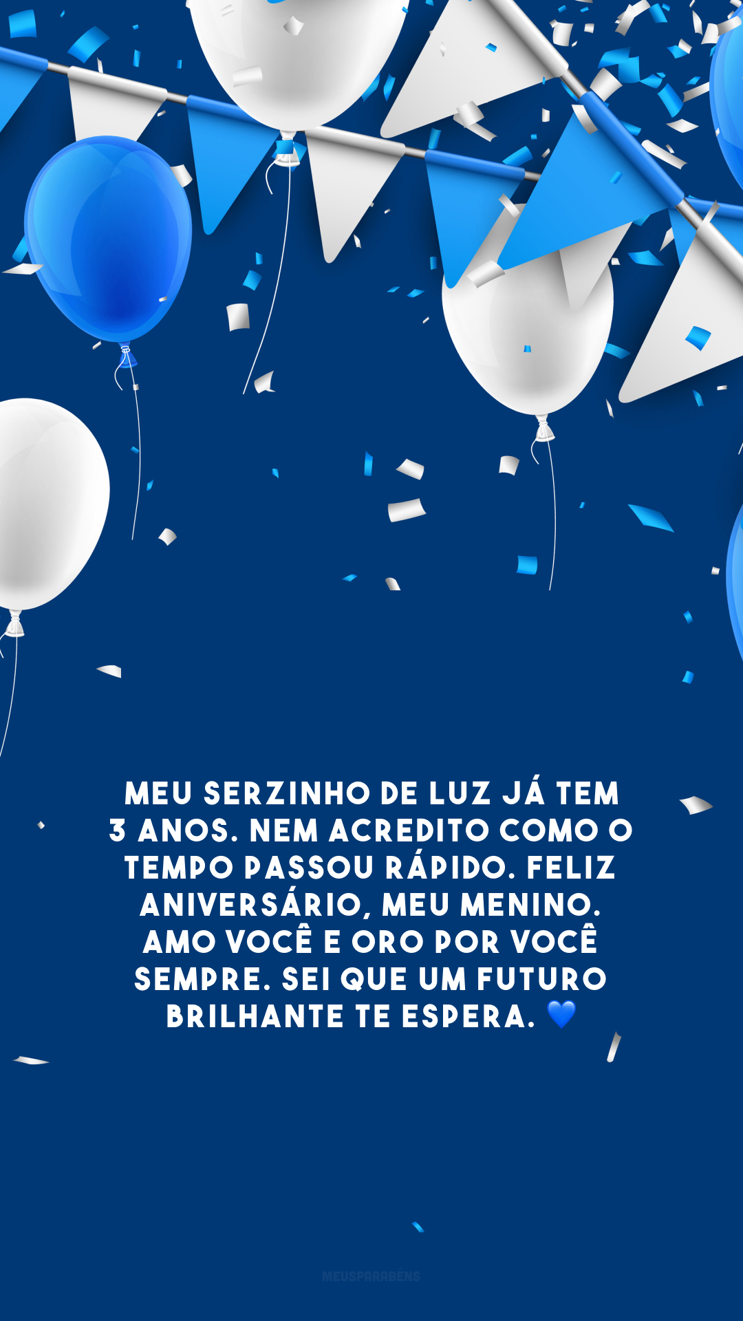 Meu serzinho de luz já tem 3 anos. Nem acredito como o tempo passou rápido. Feliz aniversário, meu menino. Amo você e oro por você sempre. Sei que um futuro brilhante te espera. 💙