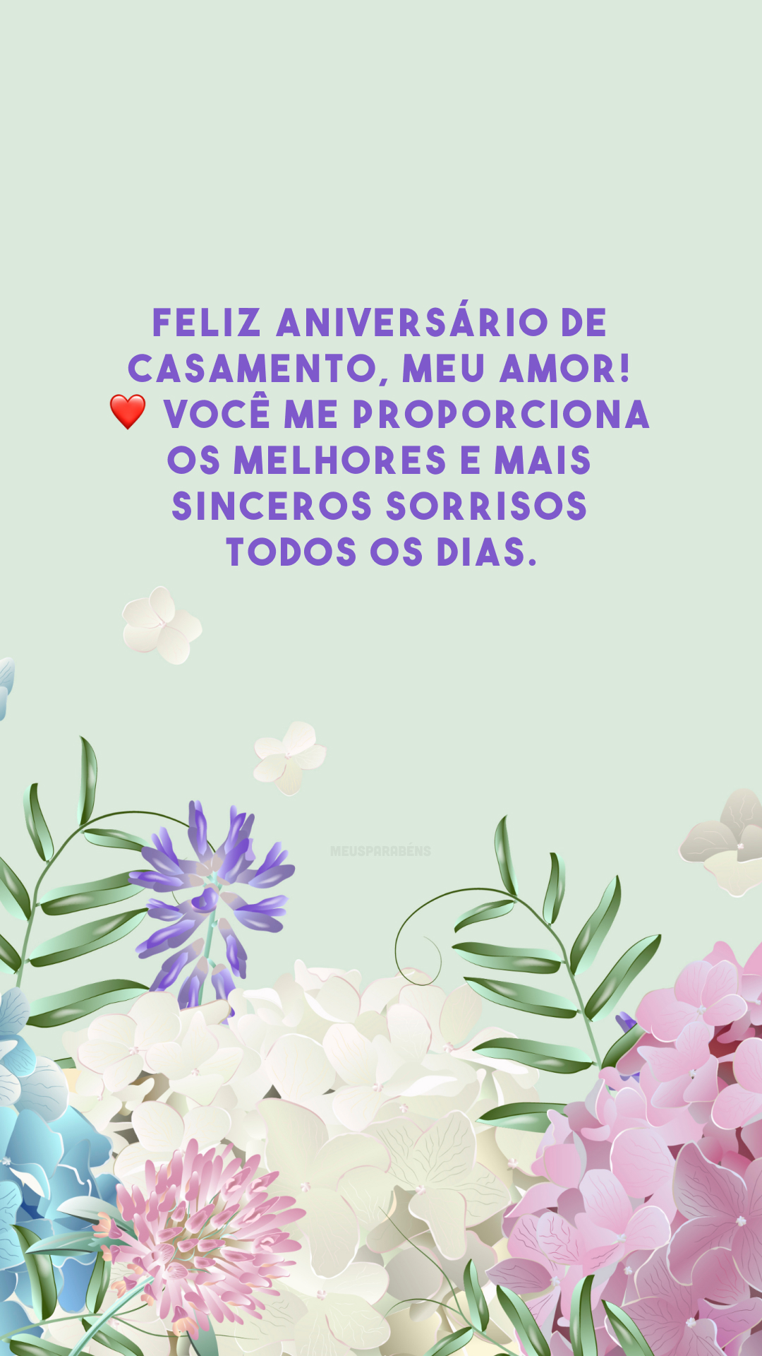 Feliz aniversário de casamento, meu amor! ❤️ Você me proporciona os melhores e mais sinceros sorrisos todos os dias.