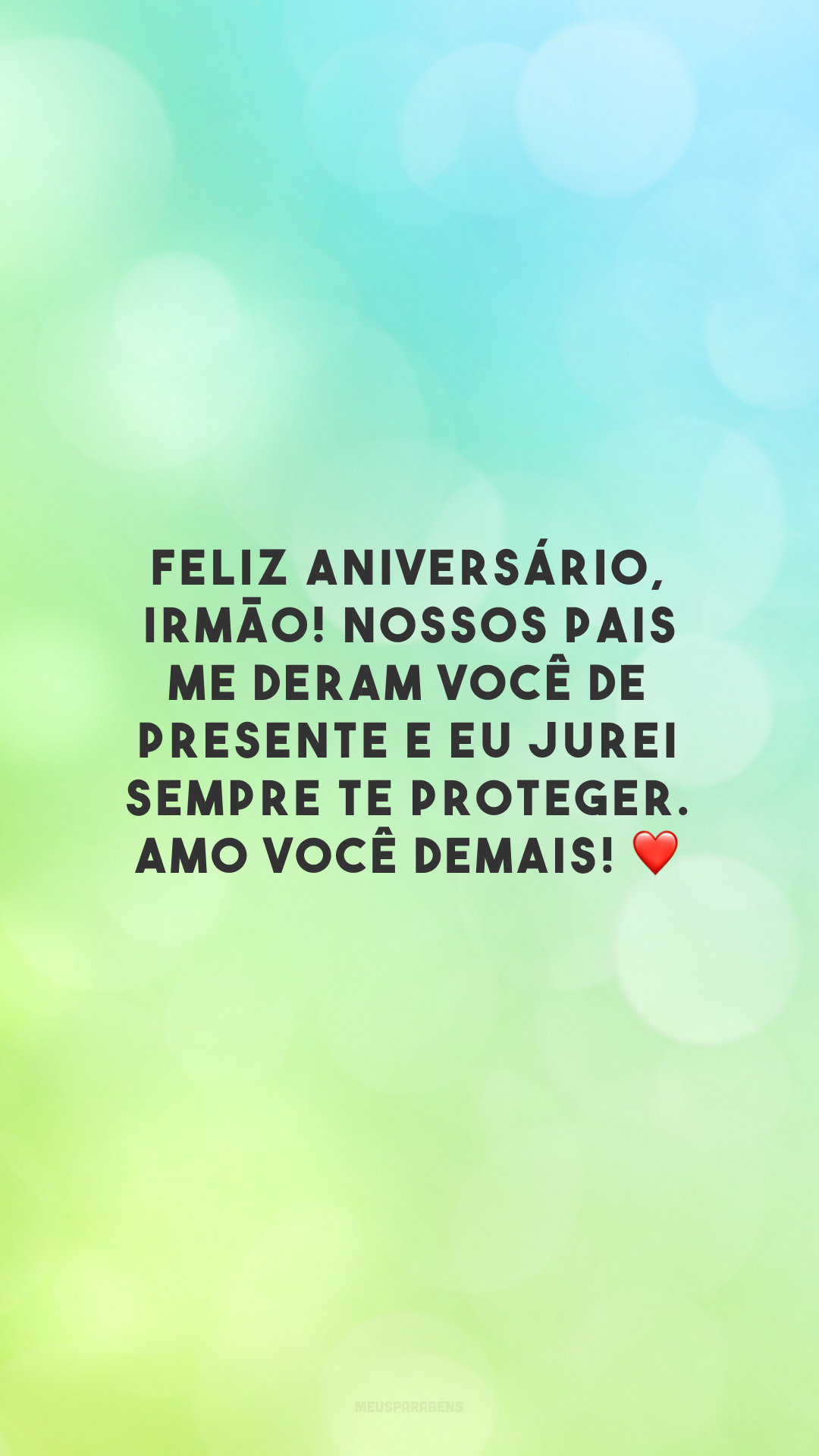 Feliz aniversário, irmão! Nossos pais me deram você de presente e eu jurei sempre te proteger. Amo você demais! ❤️