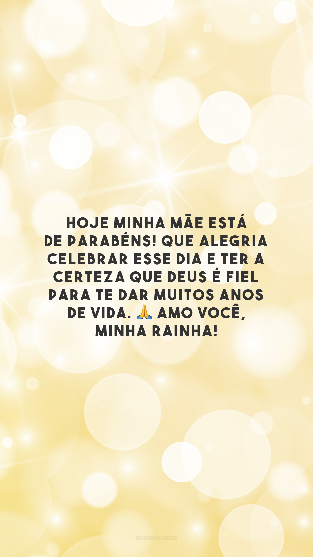 Hoje minha mãe está de parabéns! Que alegria celebrar esse dia e ter a certeza que Deus é fiel para te dar muitos anos de vida. 🙏 Amo você, minha rainha!