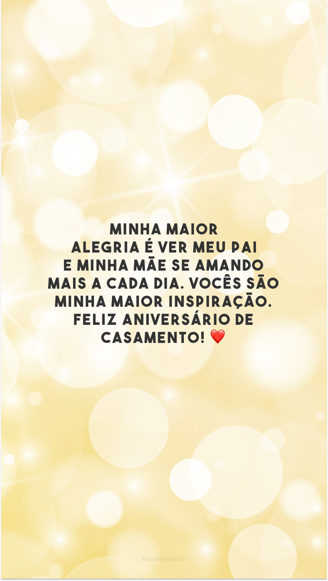 Minha maior alegria é ver meu pai e minha mãe se amando mais a cada dia. Vocês são minha maior inspiração. Feliz aniversário de casamento! ❤️