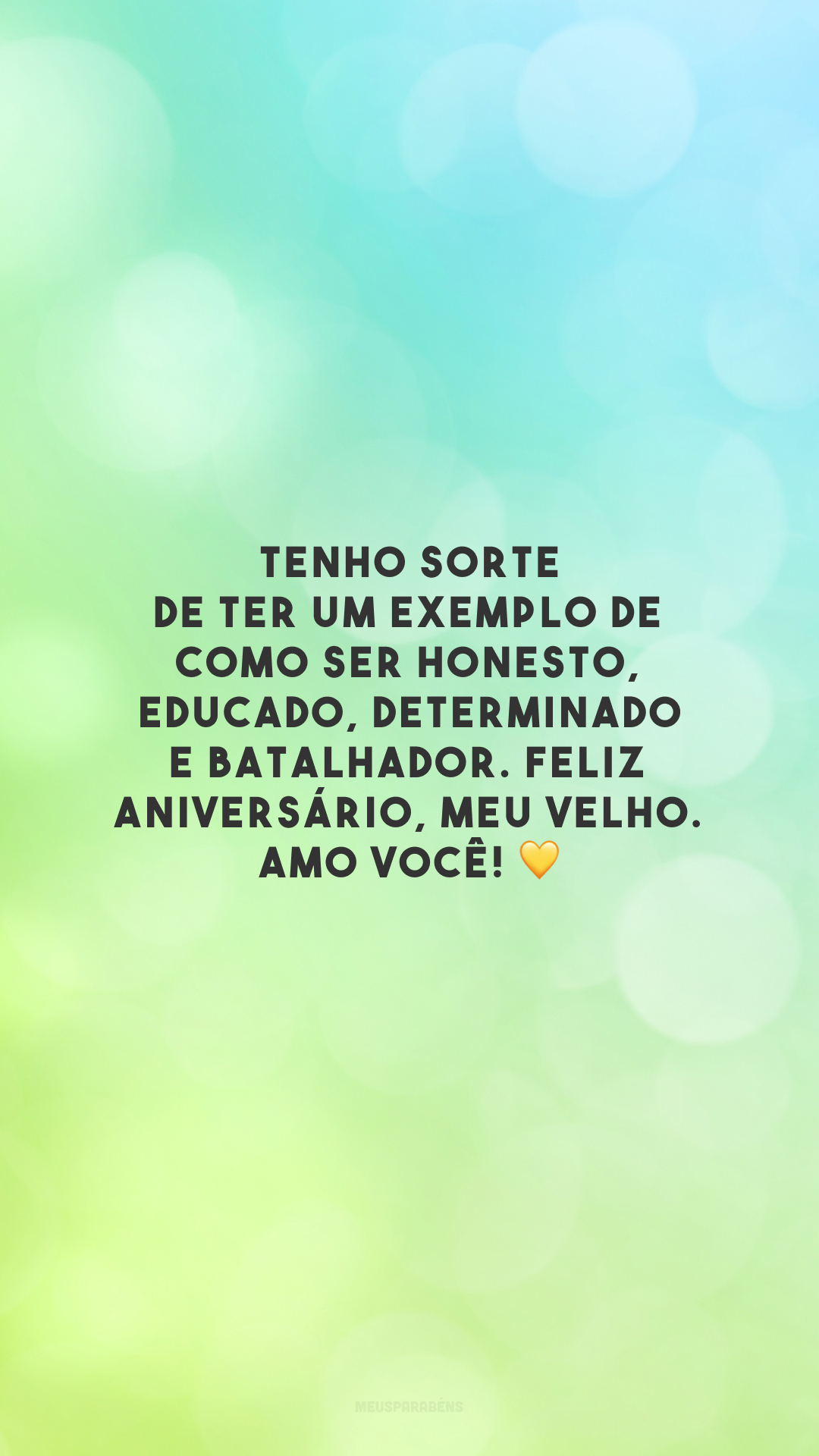 Tenho sorte de ter um exemplo de como ser honesto, educado, determinado e batalhador. Feliz aniversário, meu velho. Amo você! 💛