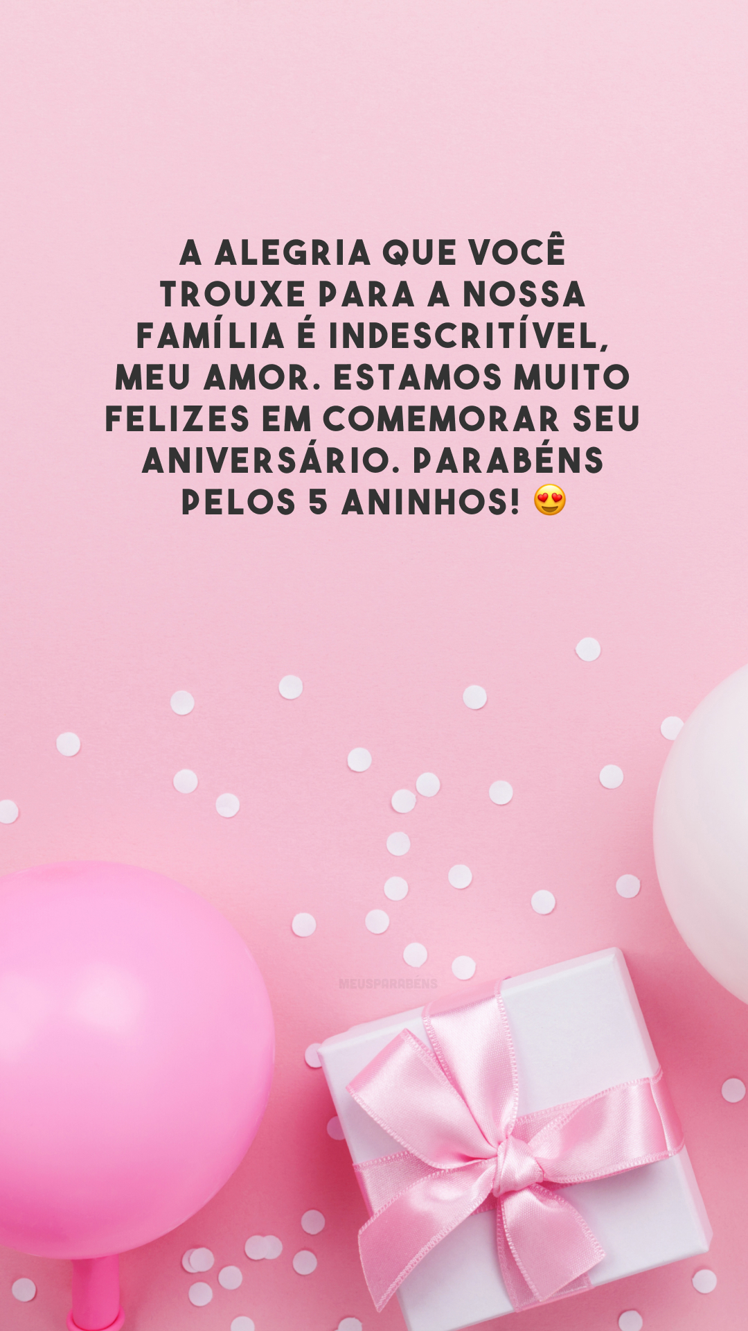 A alegria que você trouxe para a nossa família é indescritível, meu amor. Estamos muito felizes em comemorar seu aniversário. Parabéns pelos 5 aninhos! 😍