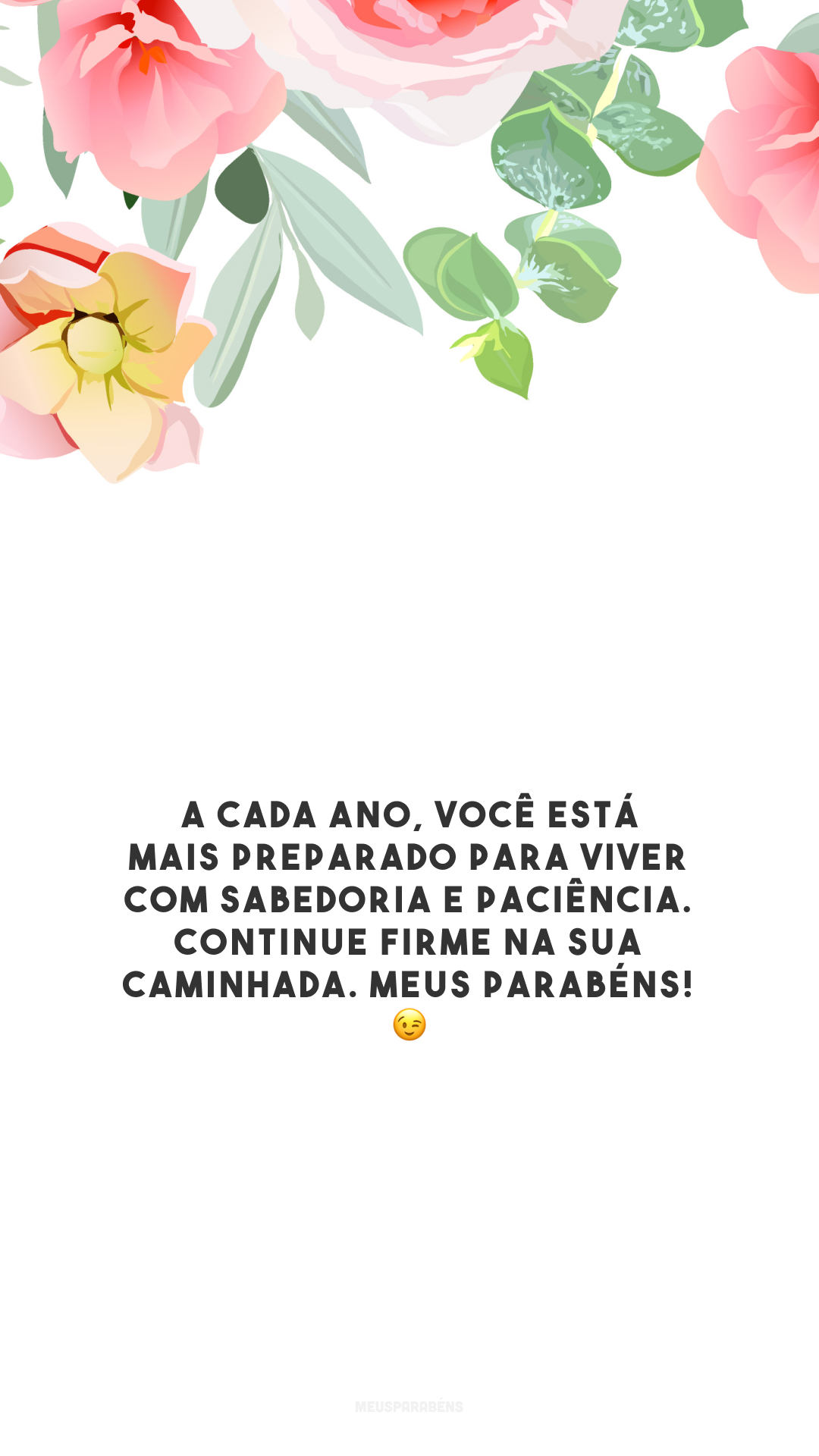 A cada ano, você está mais preparado para viver com sabedoria e paciência. Continue firme na sua caminhada. Meus parabéns! 😉