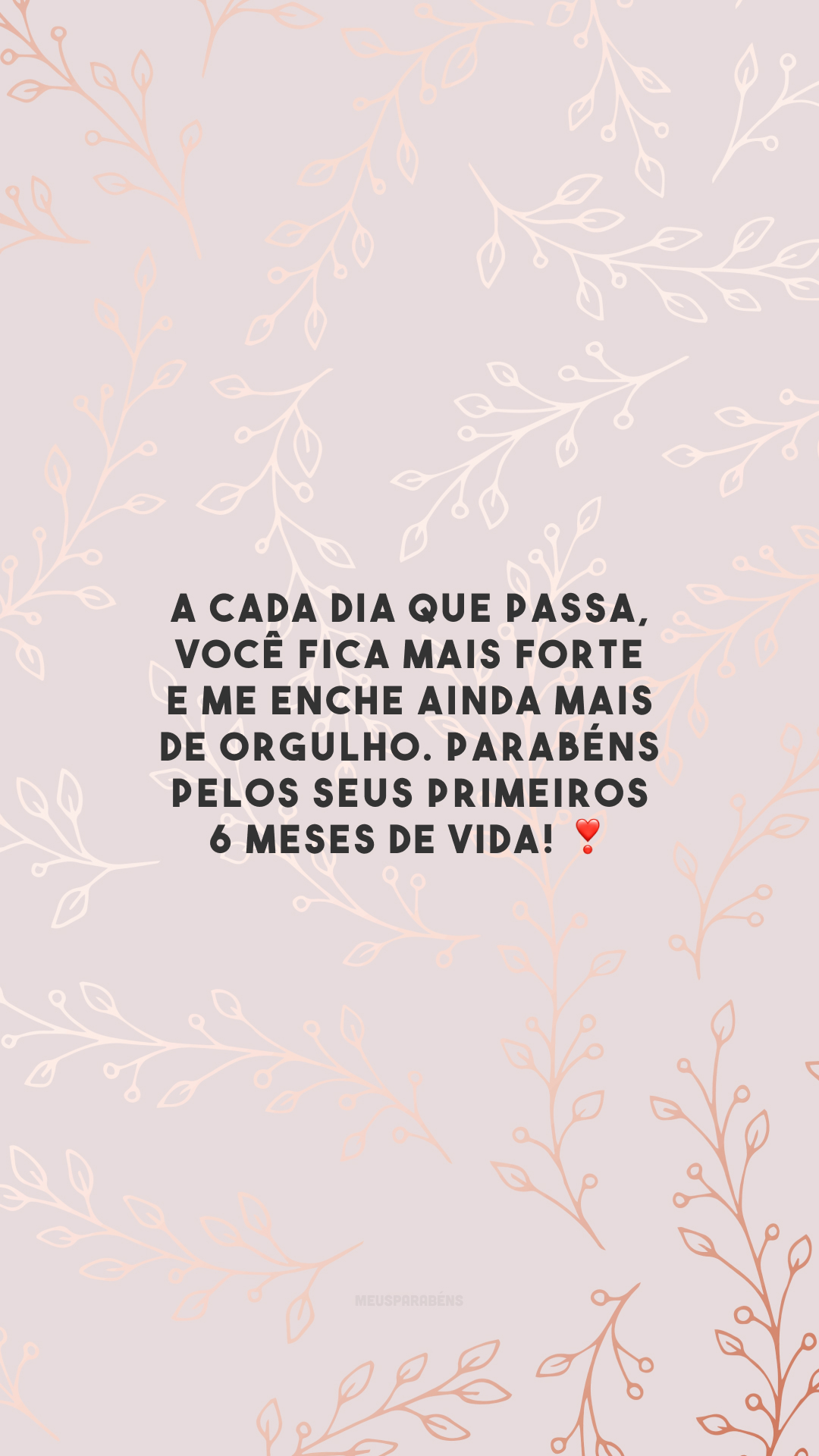 A cada dia que passa, você fica mais forte e me enche ainda mais de orgulho. Parabéns pelos seus primeiros 6 meses de vida! ❣️