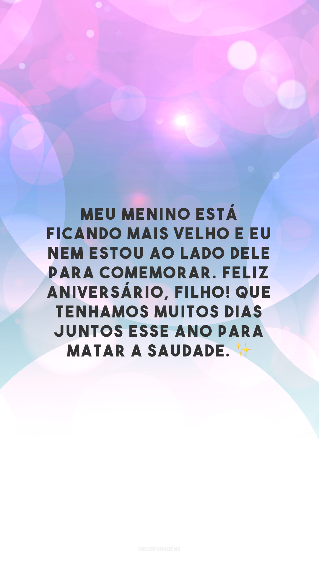 Meu menino está ficando mais velho e eu nem estou ao lado dele para comemorar. Feliz aniversário, filho! Que tenhamos muitos dias juntos esse ano para matar a saudade. ✨