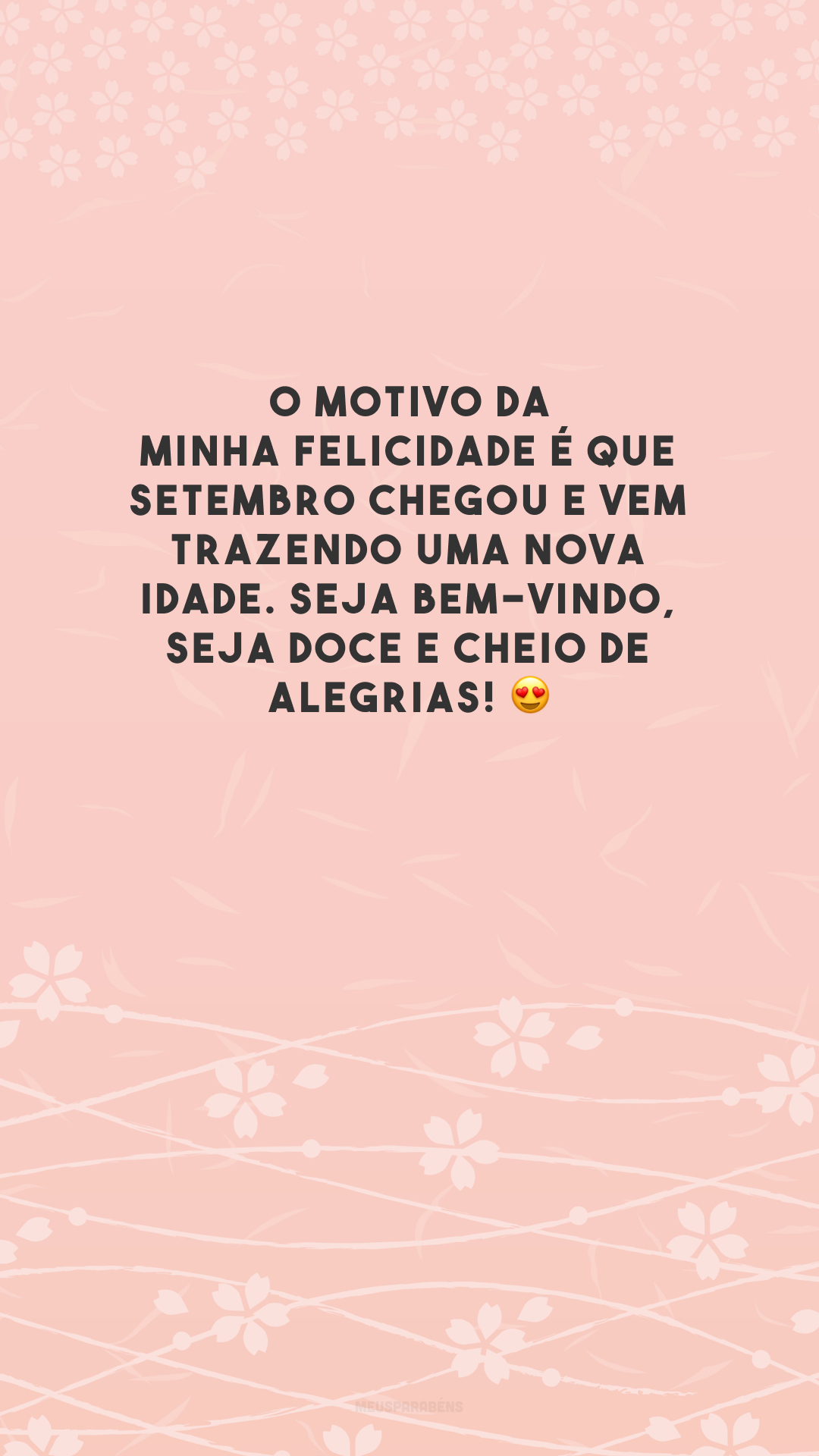 O motivo da minha felicidade é que setembro chegou e vem trazendo uma nova idade. Seja bem-vindo, seja doce e cheio de alegrias! 😍