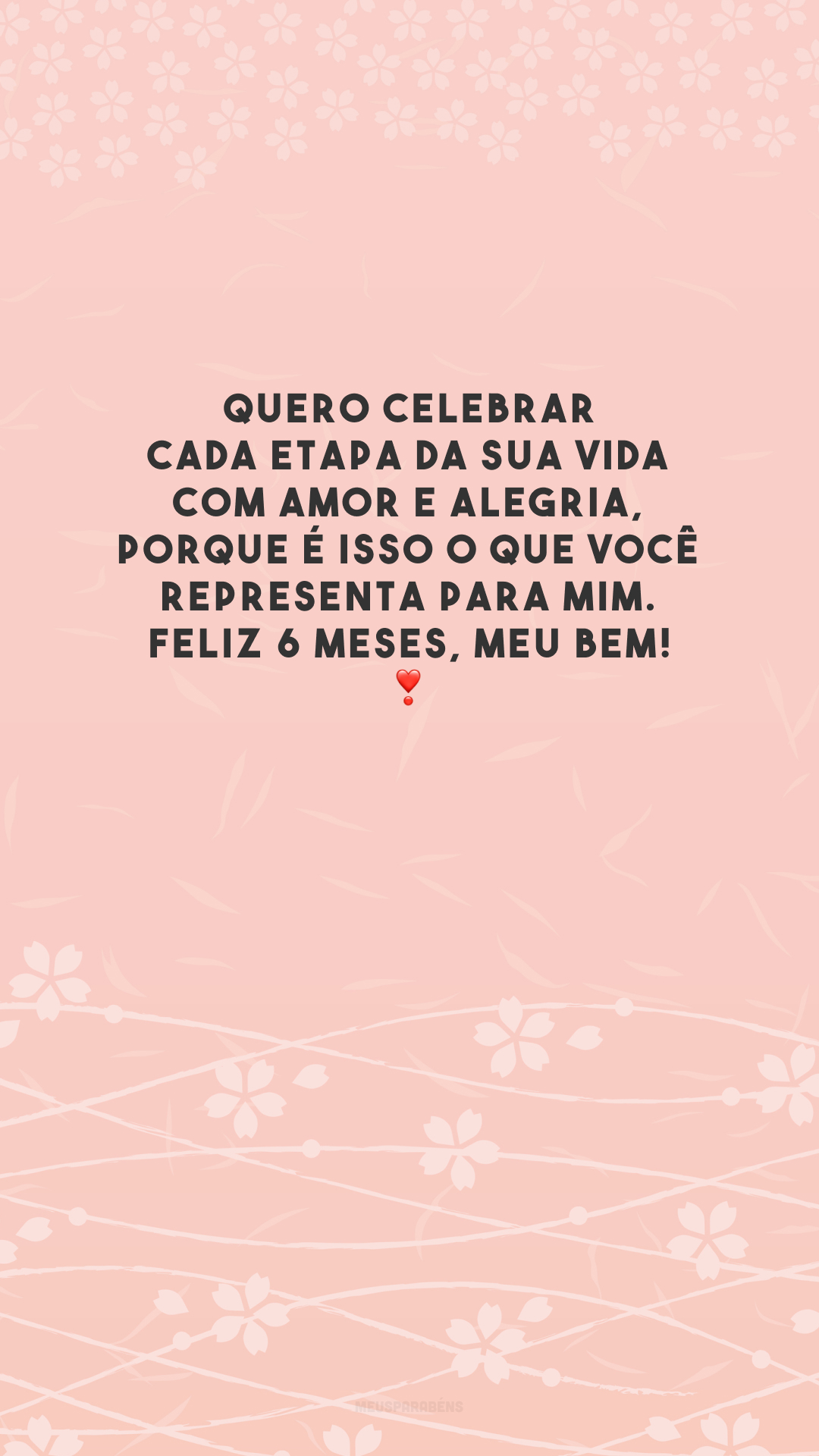 Quero celebrar cada etapa da sua vida com amor e alegria, porque é isso o que você representa para mim. Feliz 6 meses, meu bem! ❣️