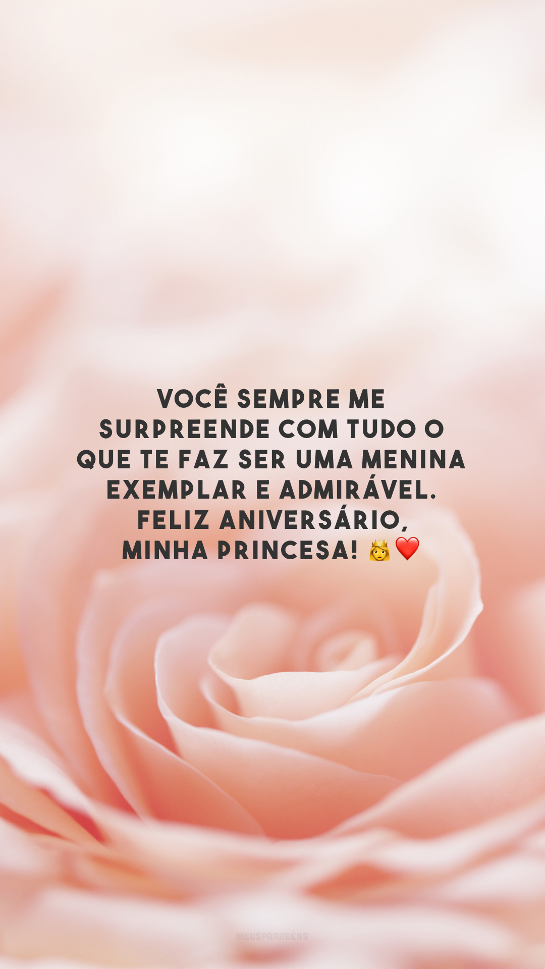 Você sempre me surpreende com tudo o que te faz ser uma menina exemplar e admirável. Feliz aniversário, minha princesa! 👸❤️