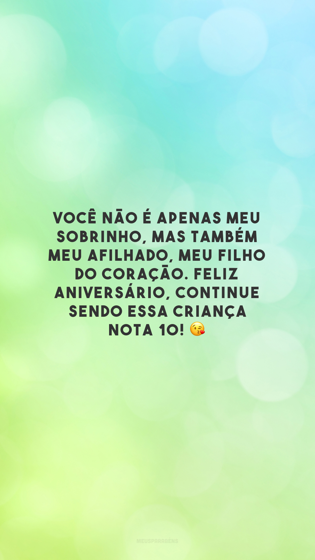 Você não é apenas meu sobrinho, mas também meu afilhado, meu filho do coração. Feliz aniversário, continue sendo essa criança nota 10! 😘 