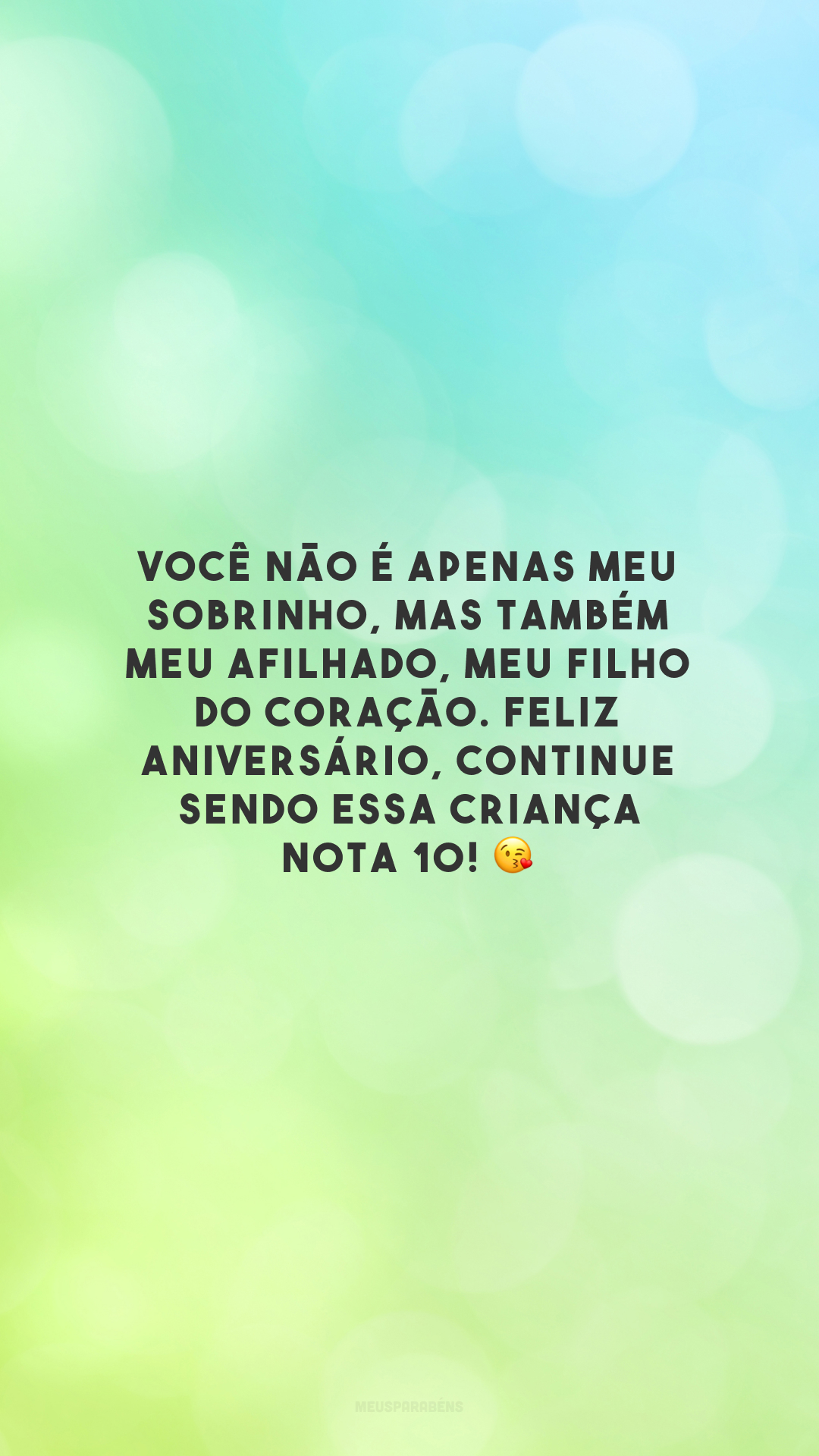 Você não é apenas meu sobrinho, mas também meu afilhado, meu filho do coração. Feliz aniversário, continue sendo essa criança nota 10! 😘 