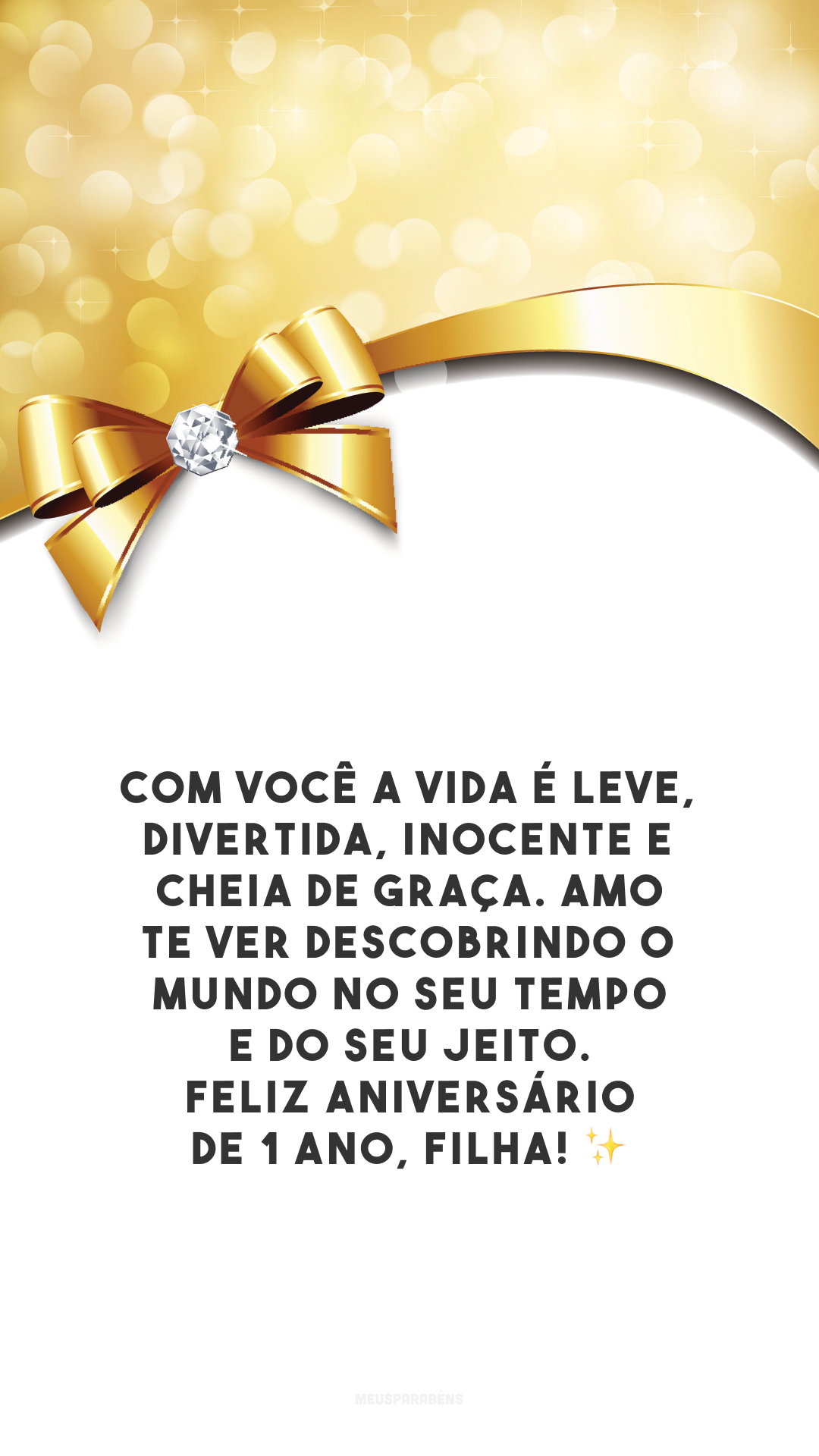 Com você a vida é leve, divertida, inocente e cheia de graça. Amo te ver descobrindo o mundo no seu tempo e do seu jeito. Feliz aniversário de 1 ano, filha! ✨