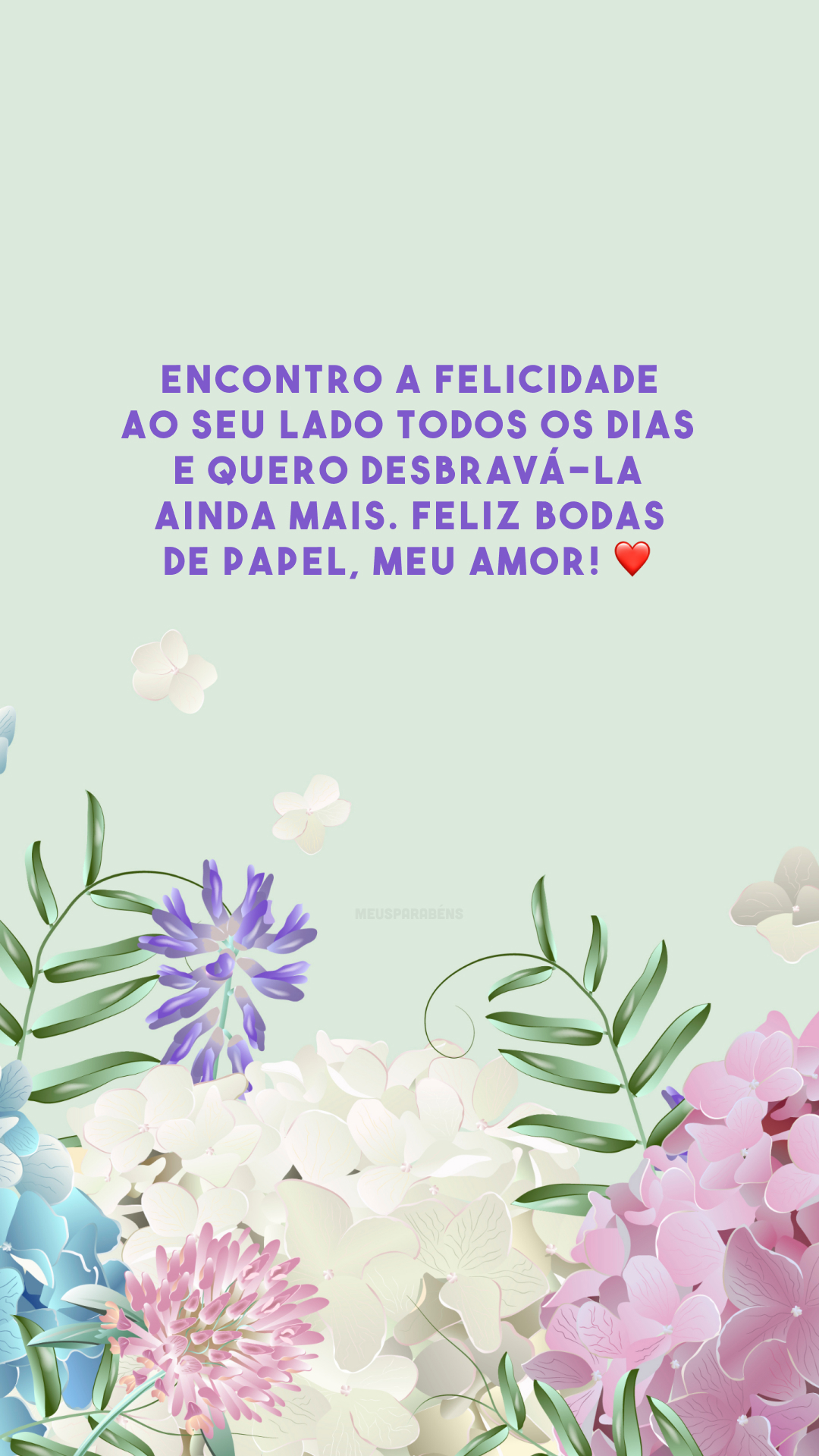 Encontro a felicidade ao seu lado todos os dias e quero desbravá-la ainda mais. Feliz bodas de papel, meu amor! ❤️