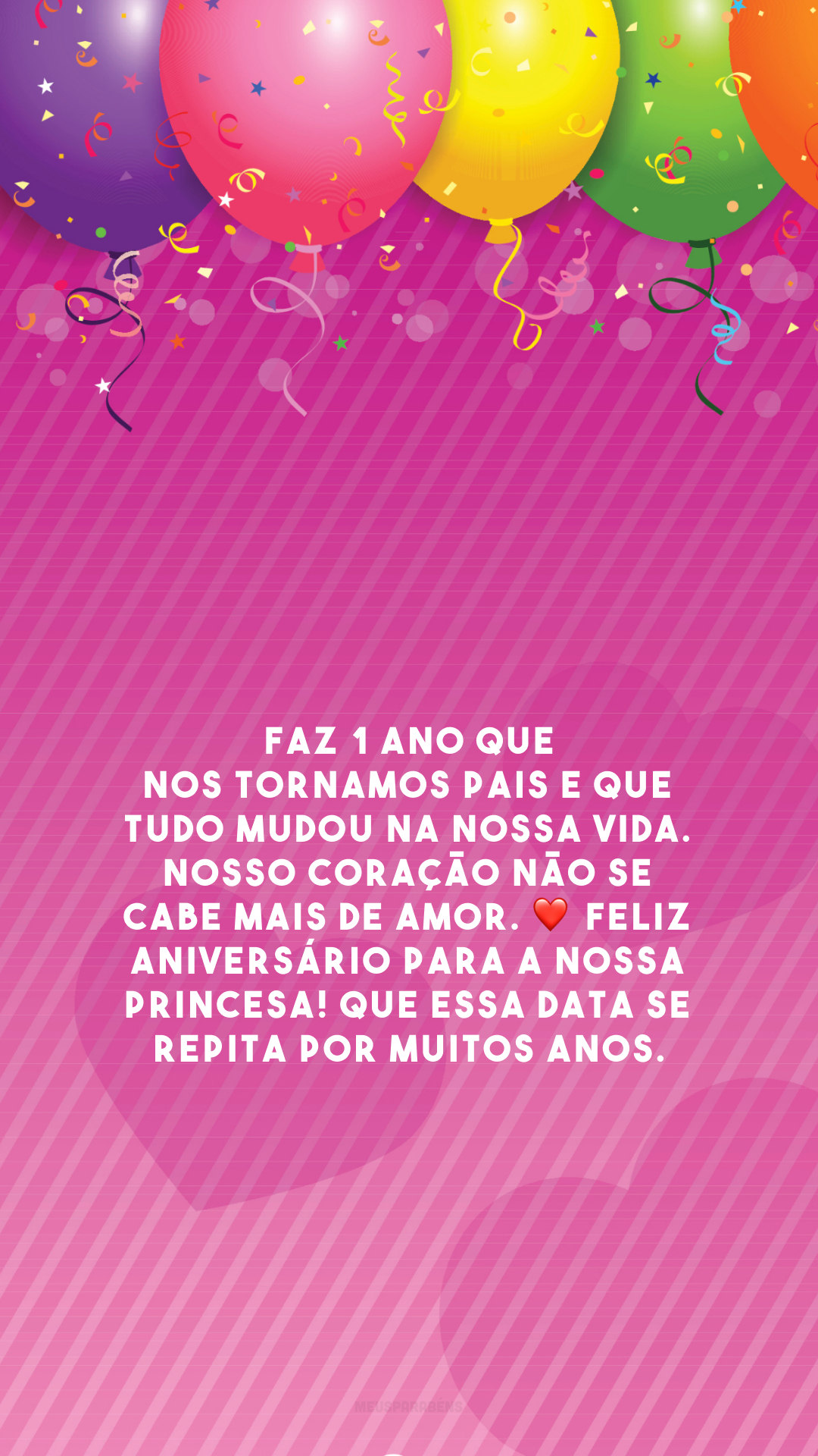 Faz 1 ano que nos tornamos pais e que tudo mudou na nossa vida. Nosso coração não se cabe mais de amor. ❤️ Feliz aniversário para a nossa princesa! Que essa data se repita por muitos anos.