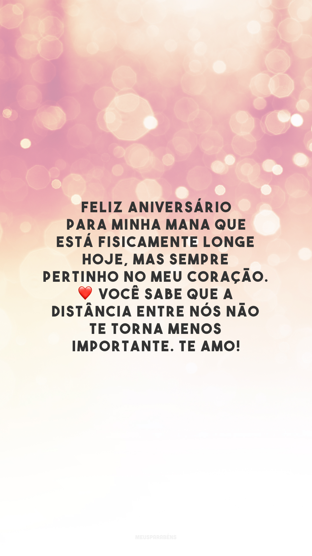 Feliz aniversário para minha mana que está fisicamente longe hoje, mas sempre pertinho no meu coração. ❤️ Você sabe que a distância entre nós não te torna menos importante. Te amo!