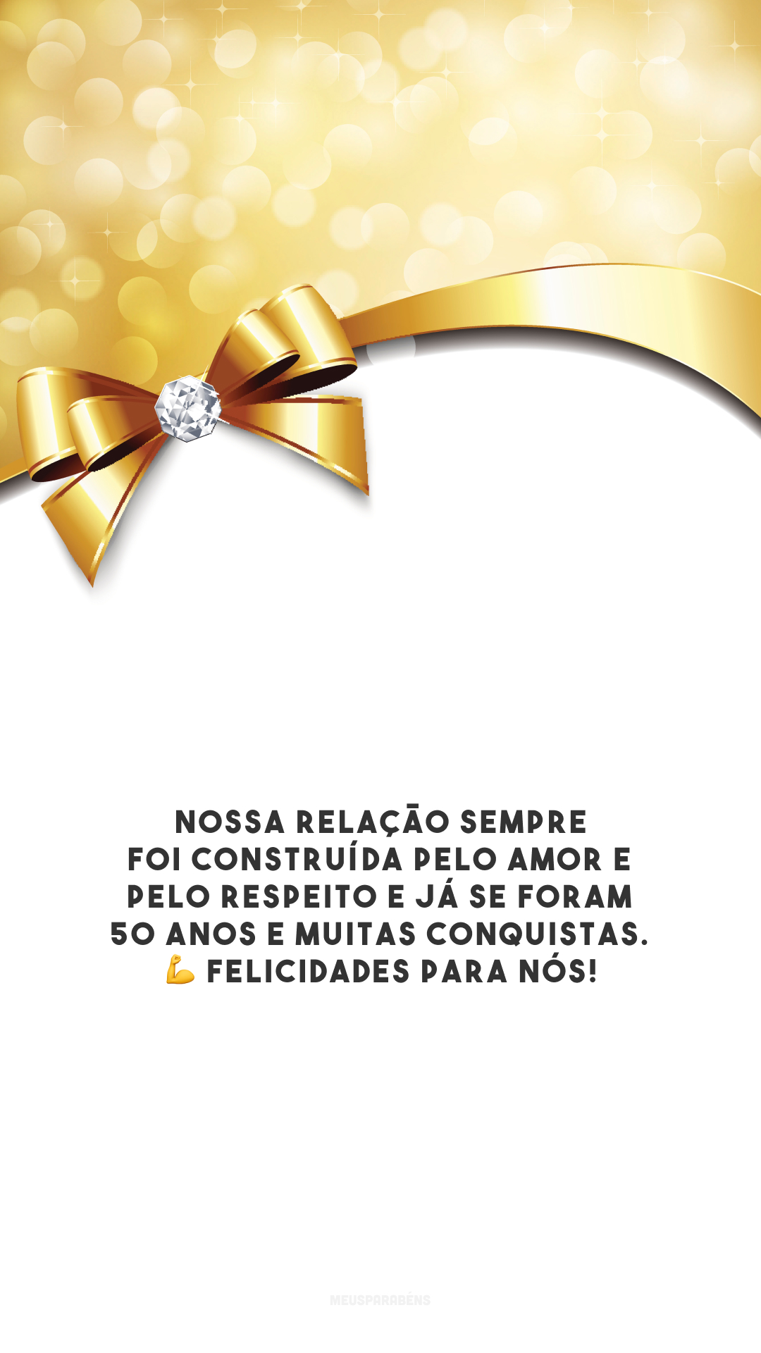 Nossa relação sempre foi construída pelo amor e pelo respeito e já se foram 50 anos e muitas conquistas. 💪 Felicidades para nós!