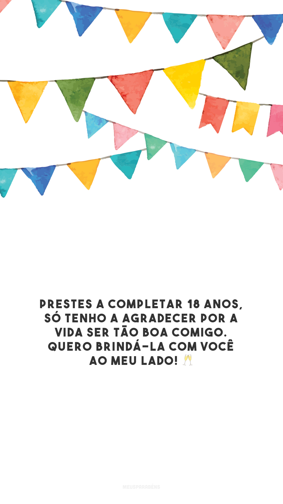 Prestes a completar 18 anos, só tenho a agradecer por a vida ser tão boa comigo. Quero brindá-la com você ao meu lado! 🥂