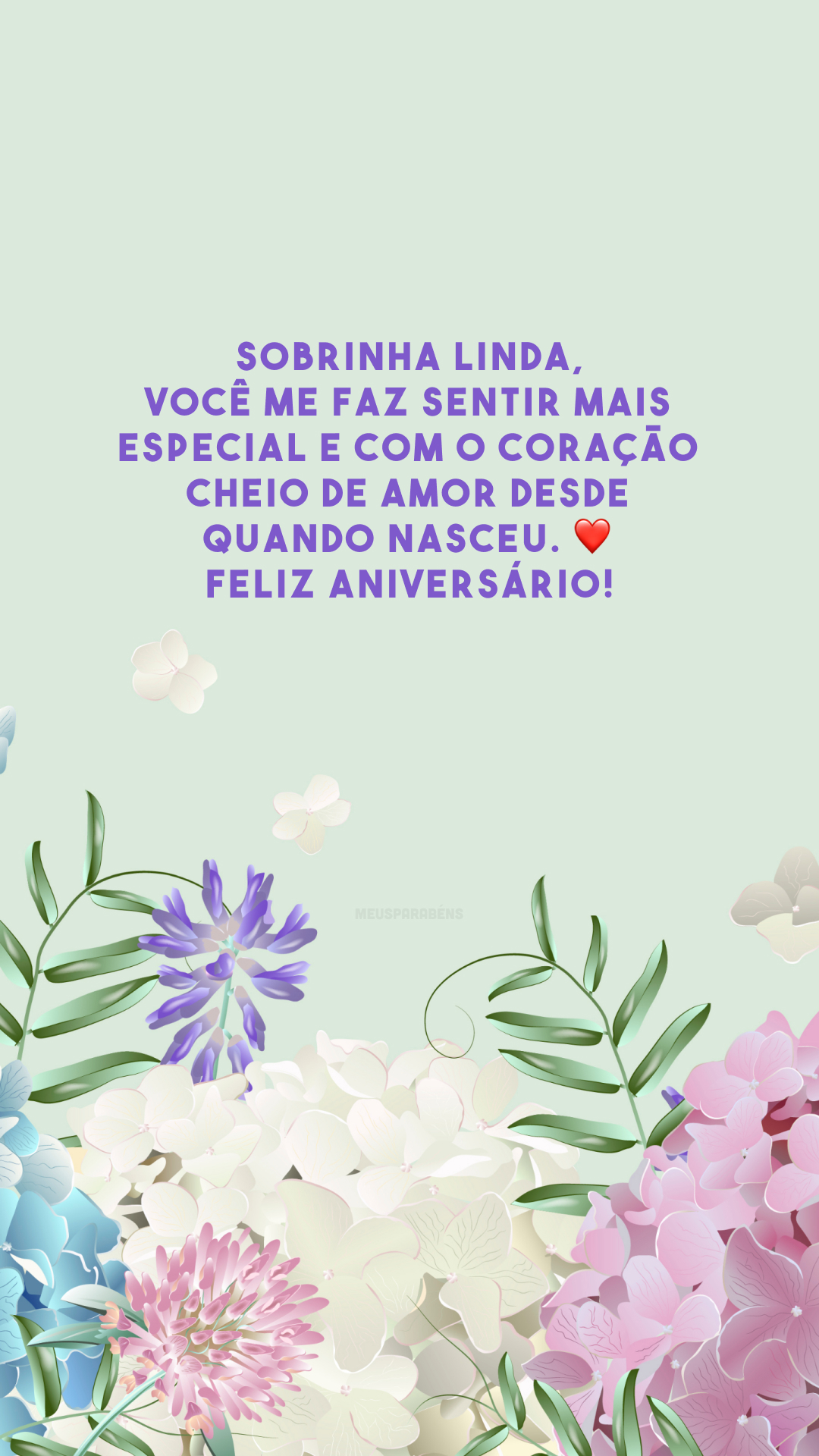 Sobrinha linda, você me faz sentir mais especial e com o coração cheio de amor desde quando nasceu. ❤️ Feliz aniversário!