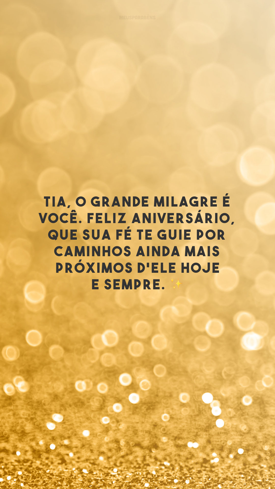 Tia, o grande milagre é você. Feliz aniversário, que sua fé te guie por caminhos ainda mais próximos d'Ele hoje e sempre. ✨