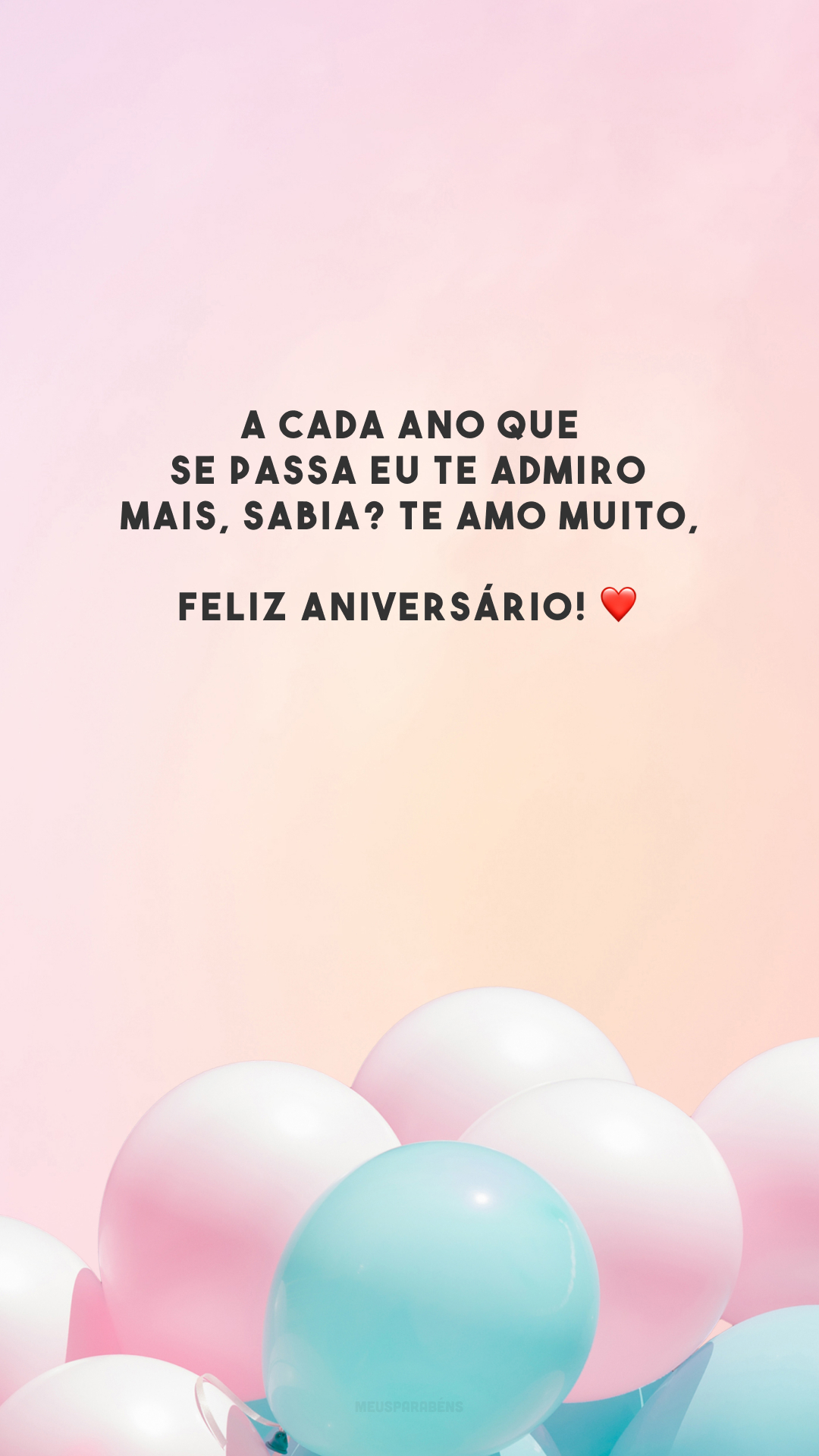 A cada ano que se passa eu te admiro mais, sabia? Te amo muito, feliz aniversário! ❤️