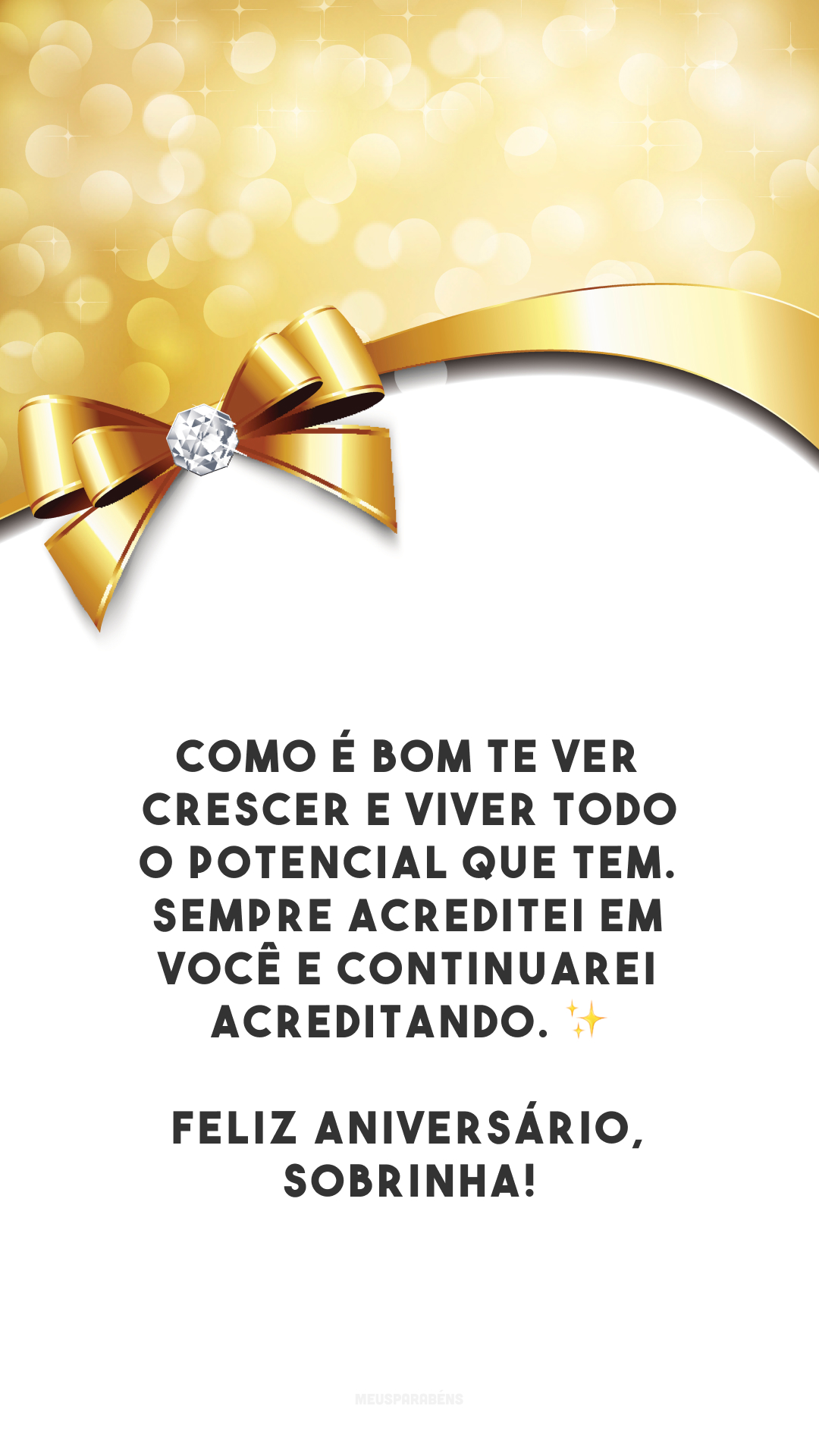 Como é bom te ver crescer e viver todo o potencial que tem. Sempre acreditei em você e continuarei acreditando. ✨ Feliz aniversário, sobrinha!