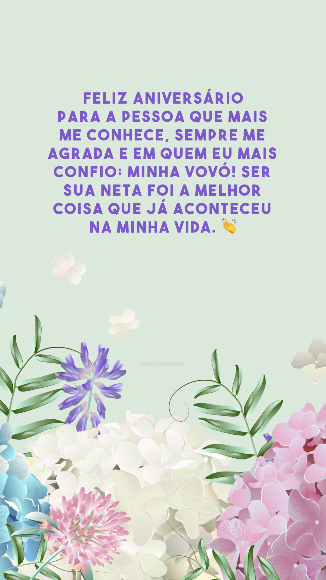 Feliz aniversário para a pessoa que mais me conhece, sempre me agrada e em quem eu mais confio: minha vovó! Ser sua neta foi a melhor coisa que já aconteceu na minha vida. 👏