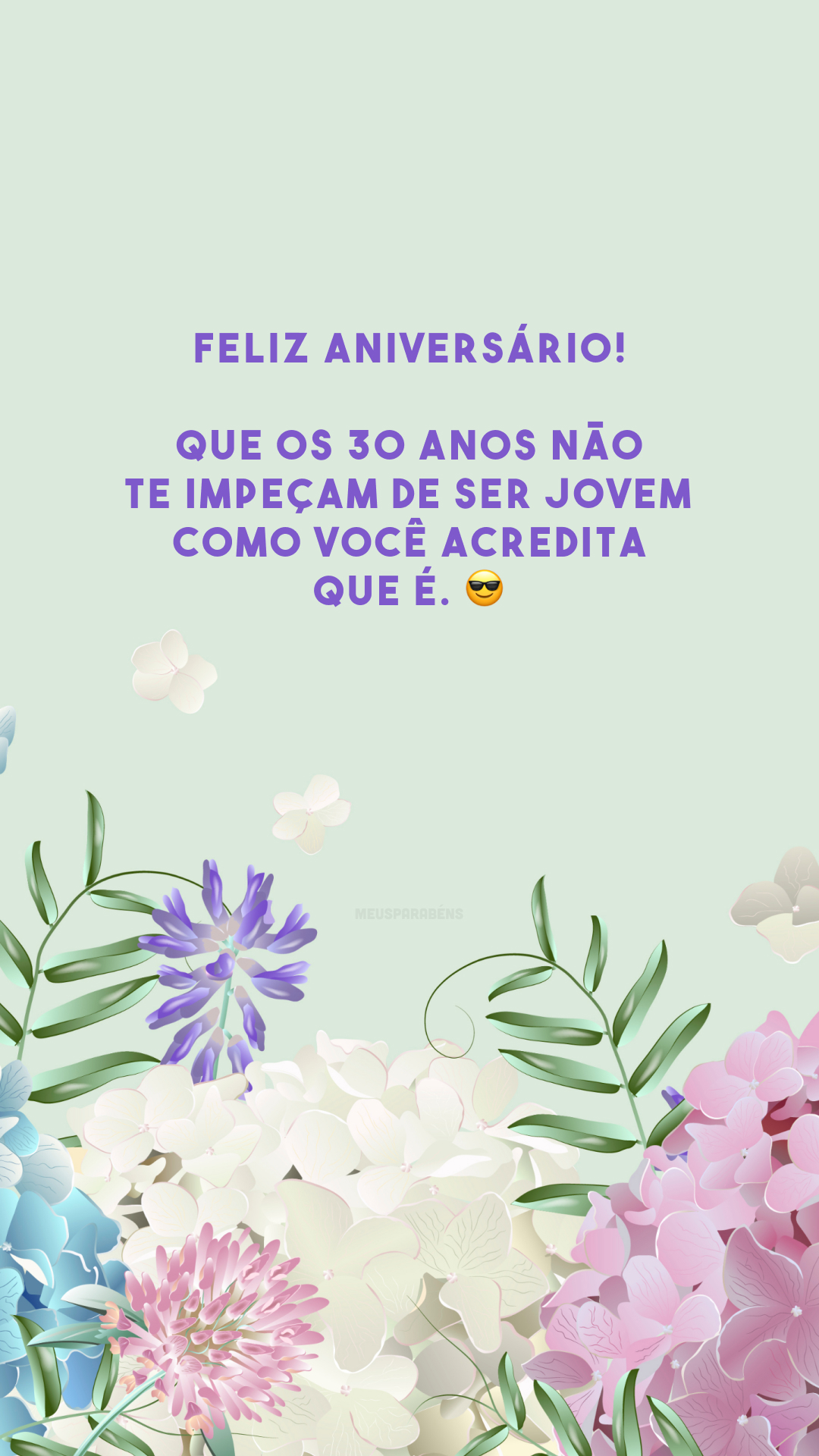 Feliz aniversário! Que os 30 anos não te impeçam de ser jovem como você acredita que é. 😎