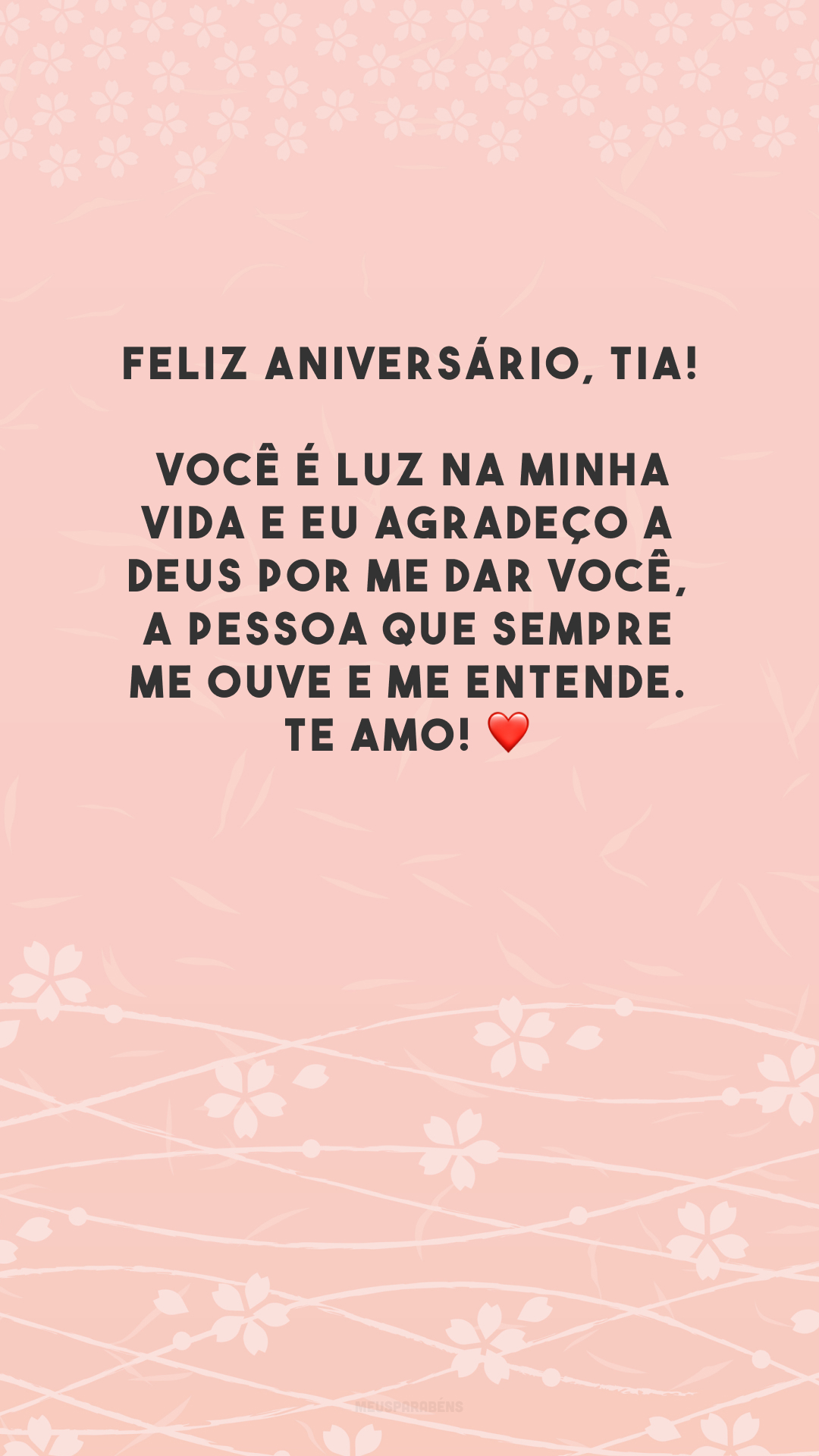 Feliz aniversário, tia! Você é luz na minha vida e eu agradeço a Deus por me dar você, a pessoa que sempre me ouve e me entende. Te amo! ❤️