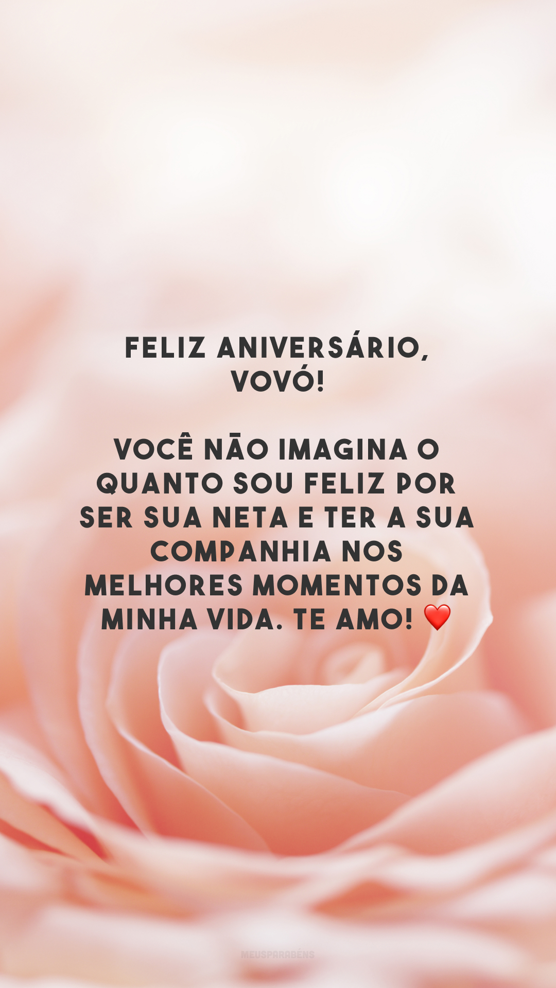 Feliz aniversário, vovó! Você não imagina o quanto sou feliz por ser sua neta e ter a sua companhia nos melhores momentos da minha vida. Te amo! ❤️