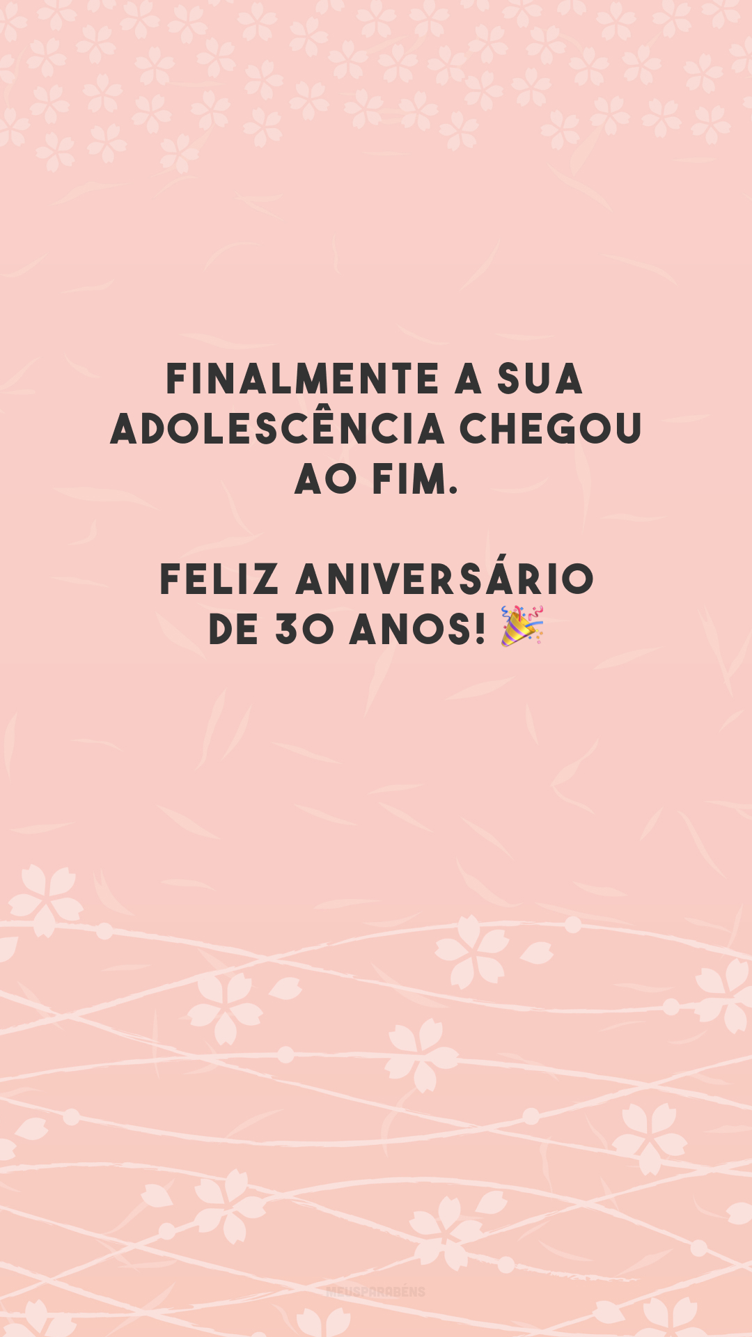 Finalmente a sua adolescência chegou ao fim. Feliz aniversário de 30 anos! 🎉