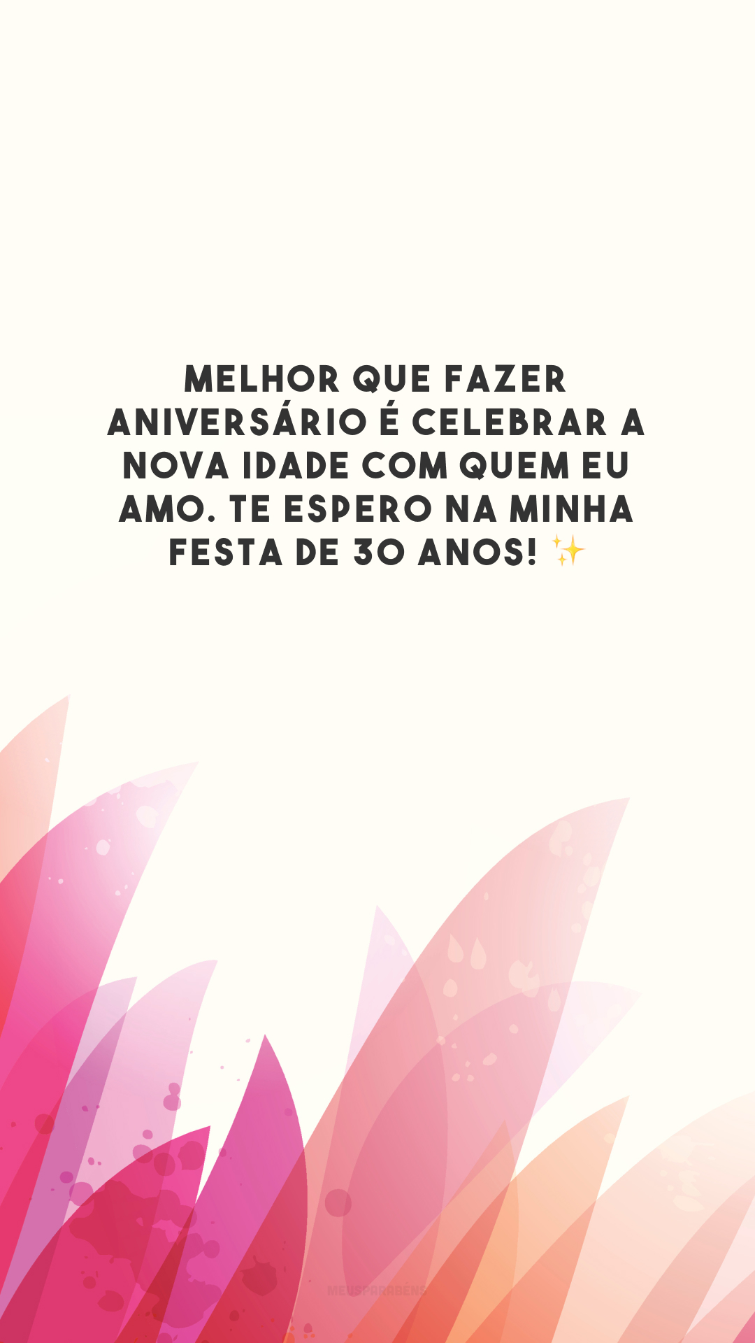 Melhor que fazer aniversário é celebrar a nova idade com quem eu amo. Te espero na minha festa de 30 anos! ✨