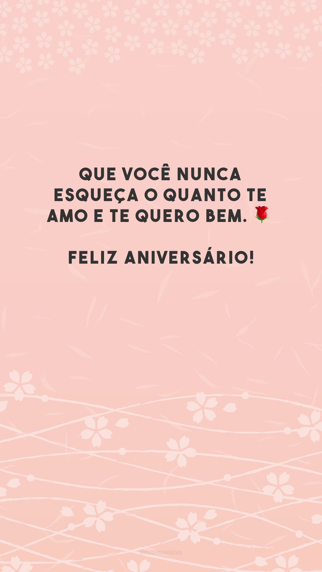 Que você nunca esqueça o quanto te amo e te quero bem. 🌹 Feliz aniversário!