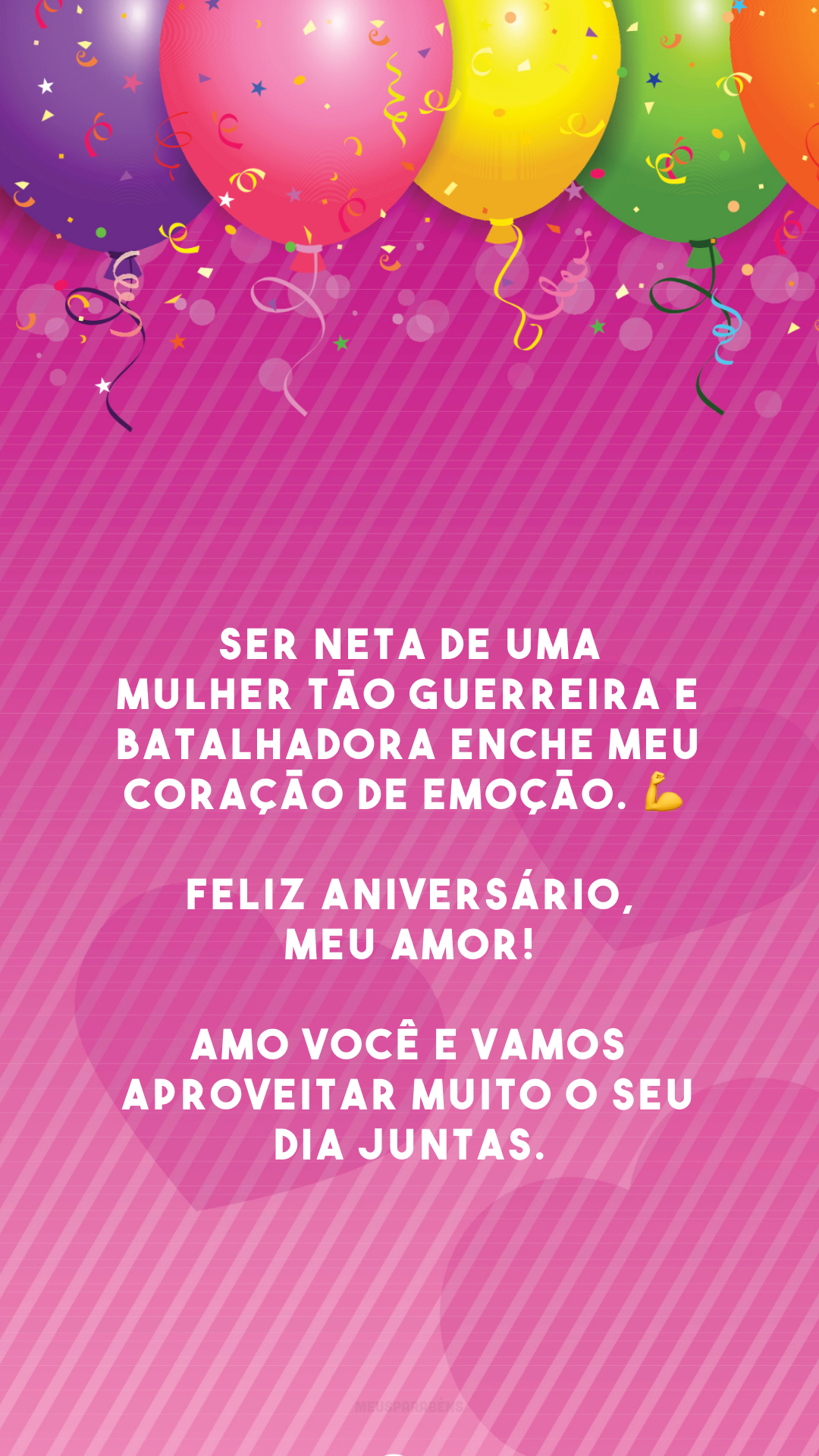 Ser neta de uma mulher tão guerreira e batalhadora enche meu coração de emoção. 💪 Feliz aniversário, meu amor! Amo você e vamos aproveitar muito o seu dia juntas.