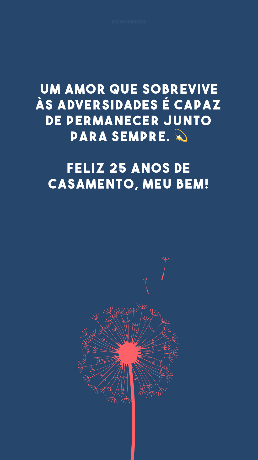 Um amor que sobrevive às adversidades é capaz de permanecer junto para sempre. 💫 Feliz 25 anos de casamento, meu bem! 