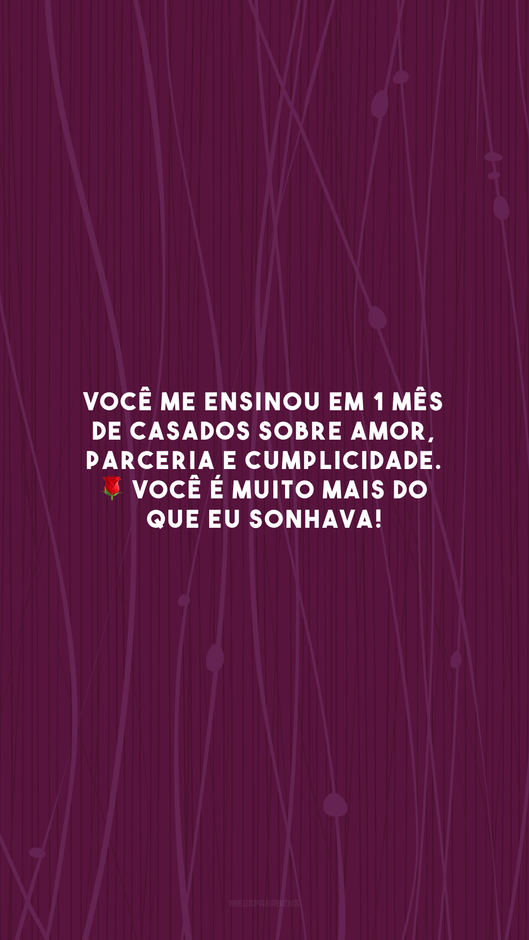 Você me ensinou em 1 mês de casados sobre amor, parceria e cumplicidade. 🌹 Você é muito mais do que eu sonhava!