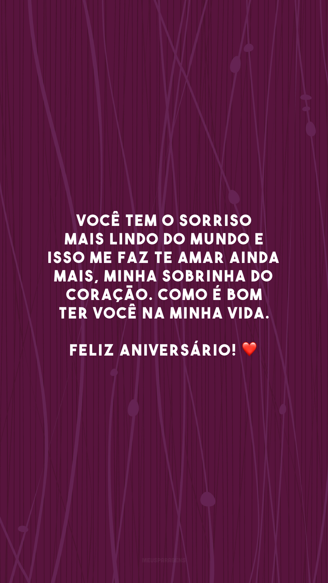 Você tem o sorriso mais lindo do mundo e isso me faz te amar ainda mais, minha sobrinha do coração. Como é bom ter você na minha vida. Feliz aniversário! ❤️