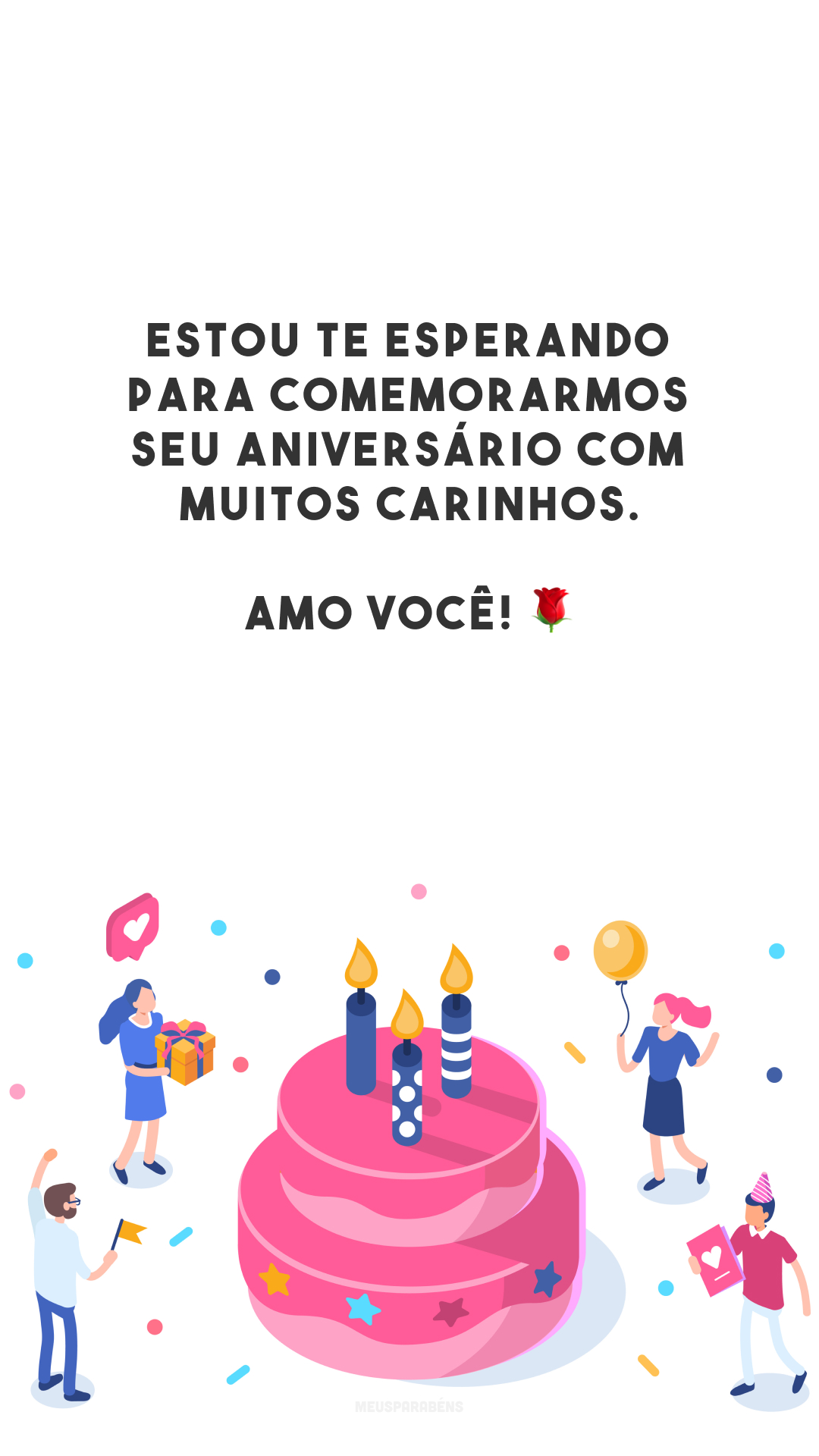 Estou te esperando para comemorarmos seu aniversário com muitos carinhos. Amo você! 🌹