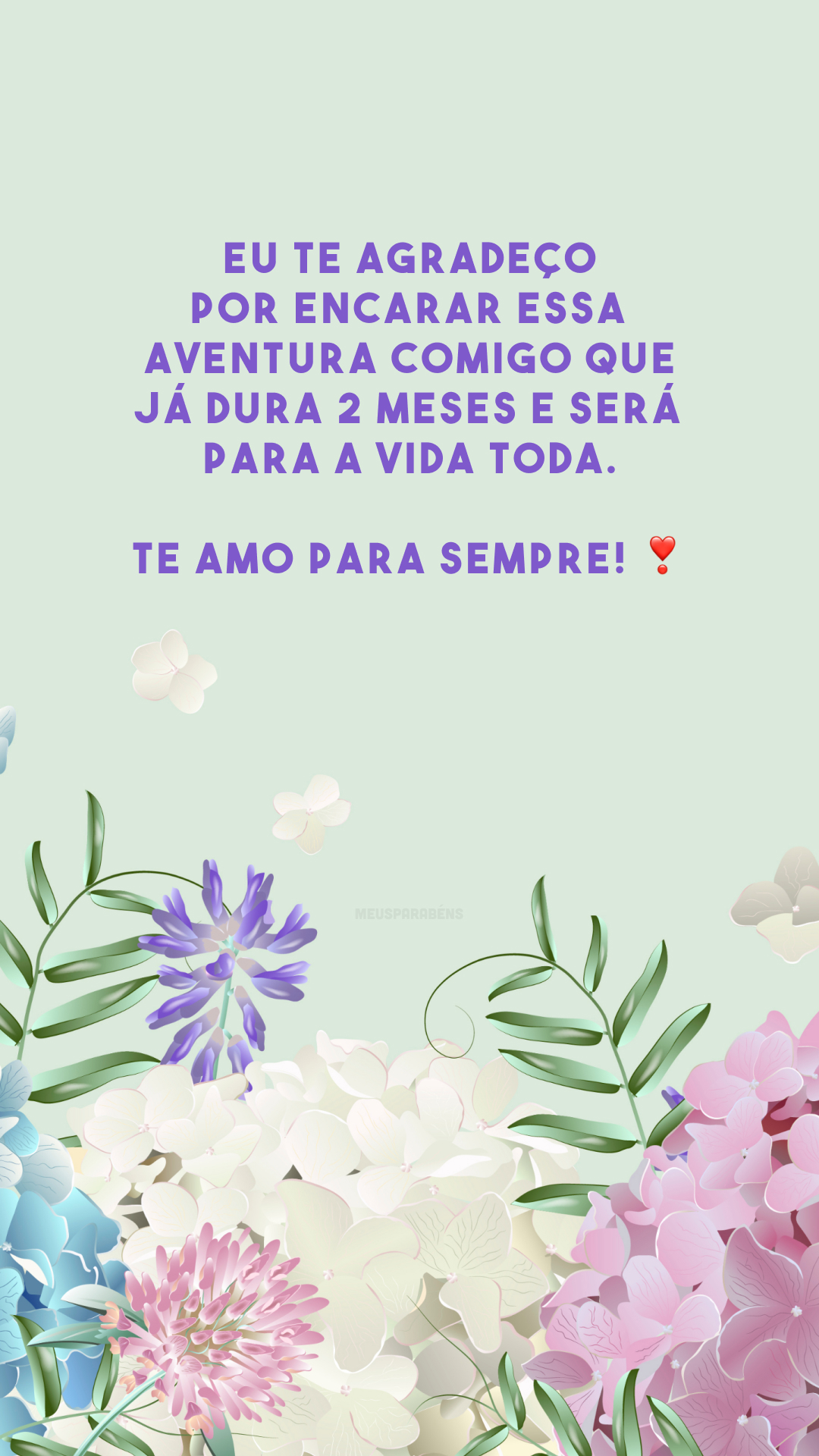 Eu te agradeço por encarar essa aventura comigo que já dura 2 meses e será para a vida toda. Te amo para sempre! ❣️