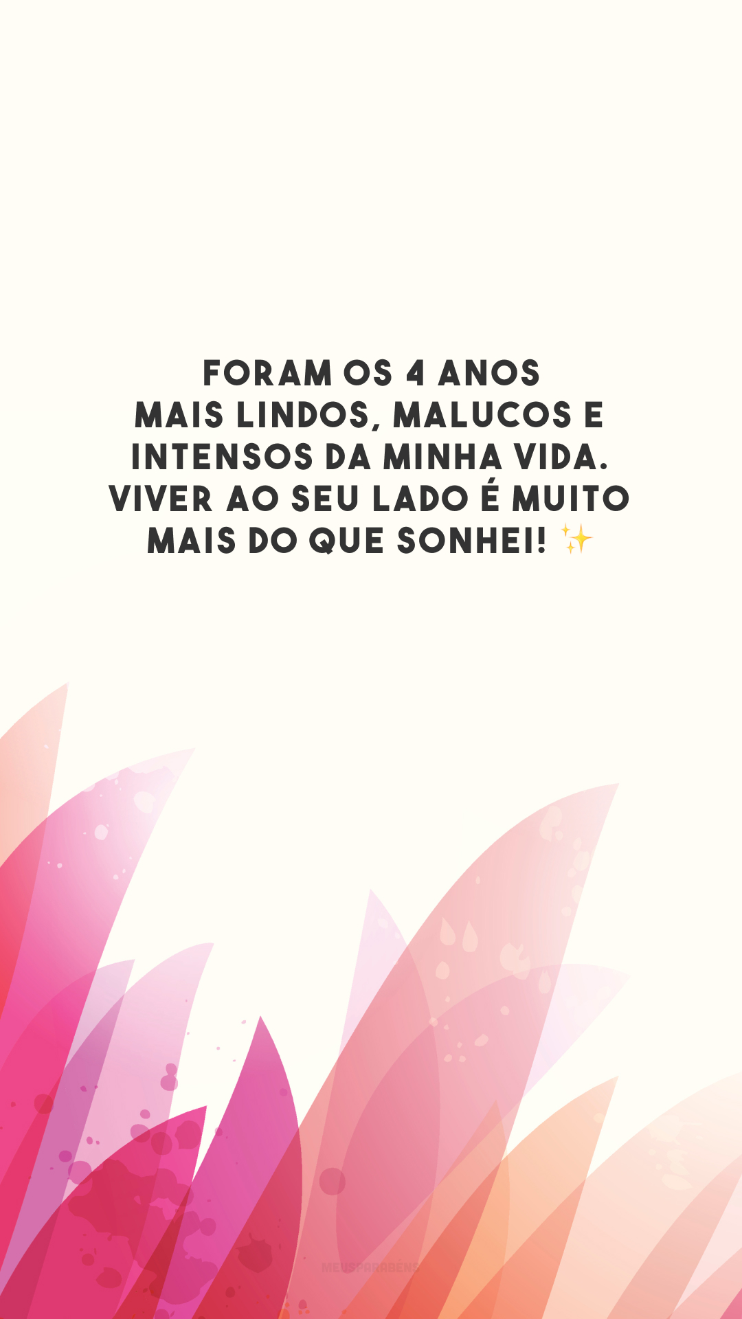 Foram os 4 anos mais lindos, malucos e intensos da minha vida. Viver ao seu lado é muito mais do que sonhei! ✨