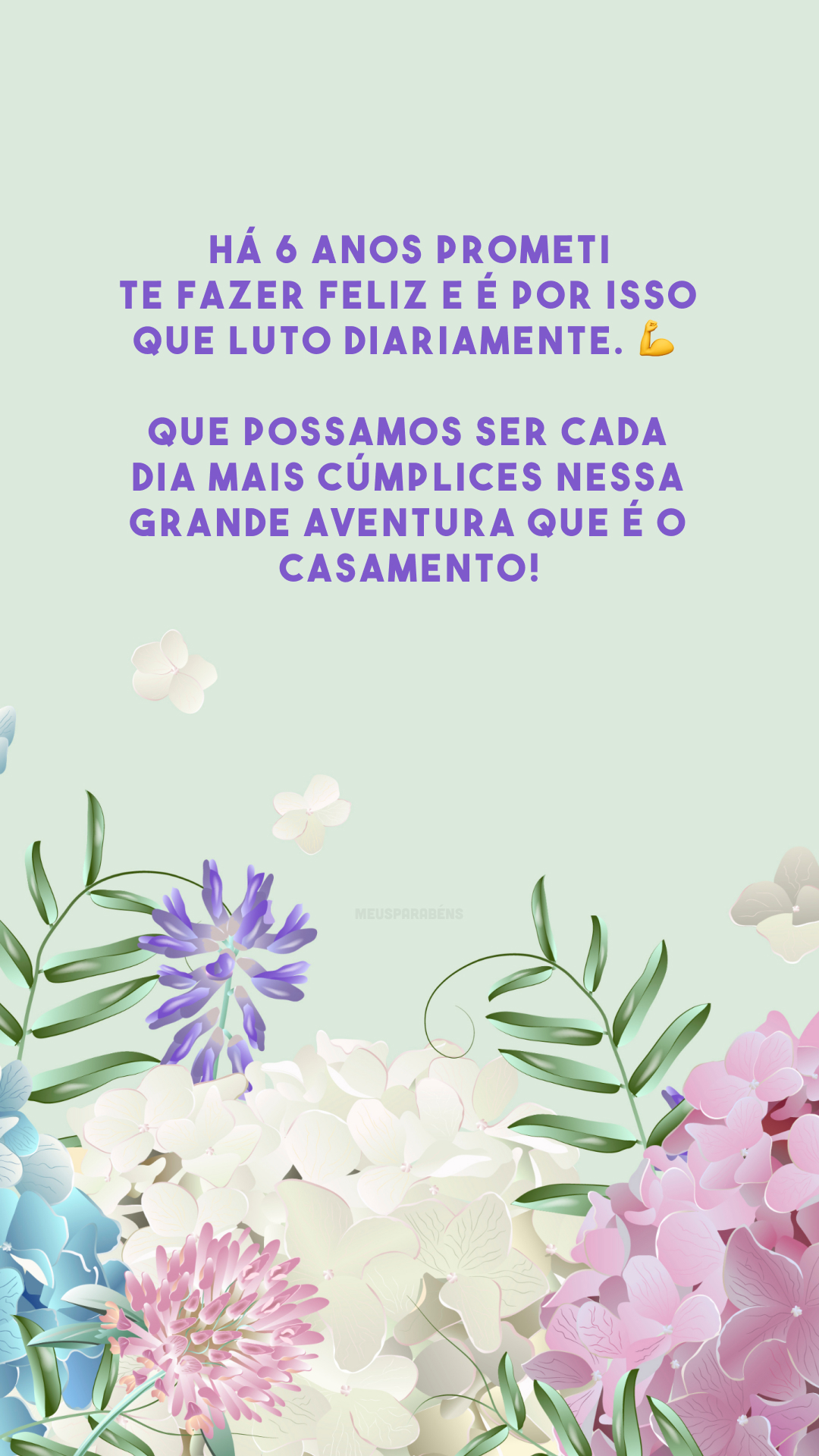 Há 6 anos prometi te fazer feliz e é por isso que luto diariamente. 💪 Que possamos ser cada dia mais cúmplices nessa grande aventura que é o casamento!