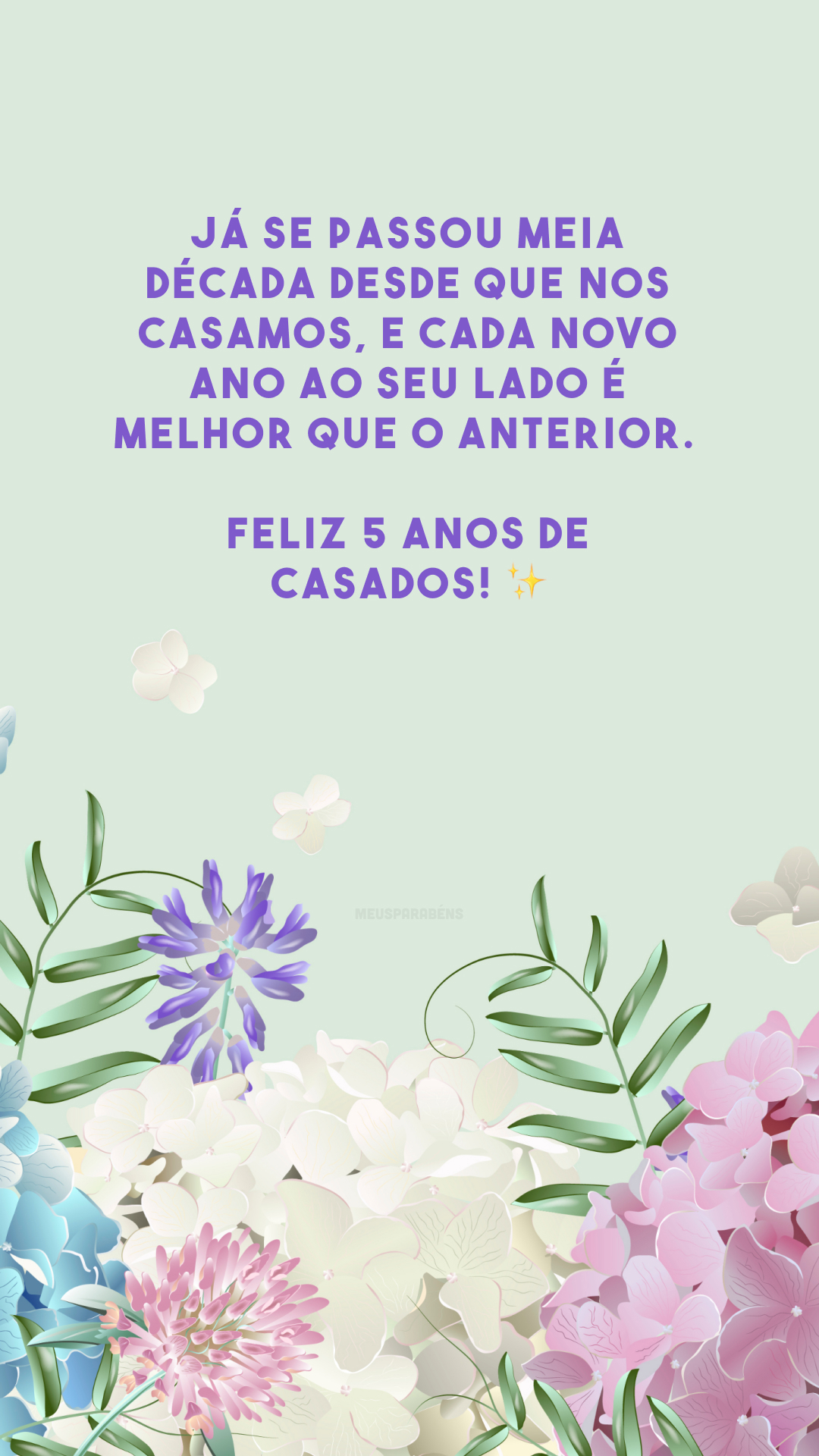 Já se passou meia década desde que nos casamos, e cada novo ano ao seu lado é melhor que o anterior. Feliz 5 anos de casados! ✨