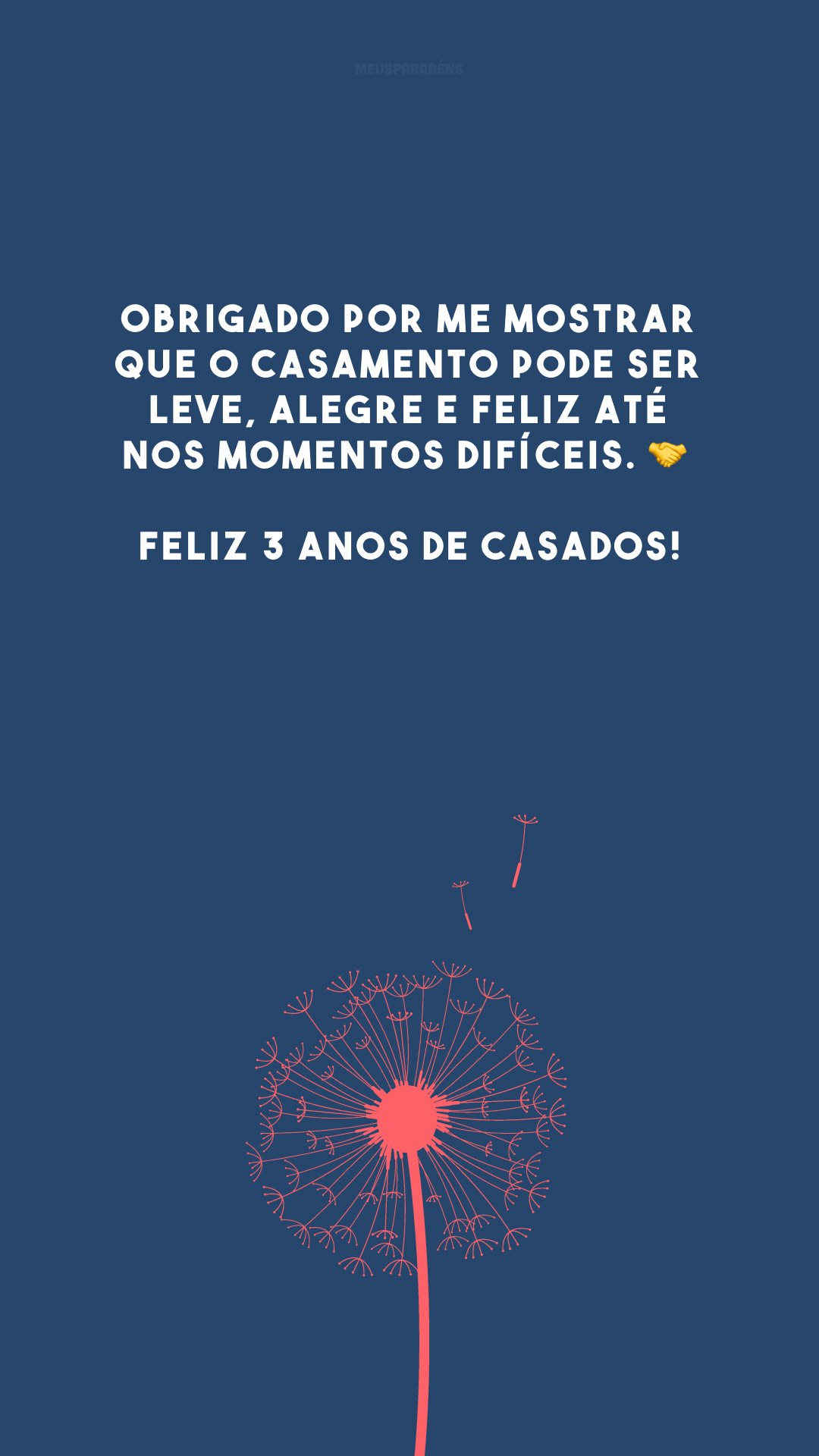 Obrigado por me mostrar que o casamento pode ser leve, alegre e feliz até nos momentos difíceis. 🤝 Feliz 3 anos de casados!