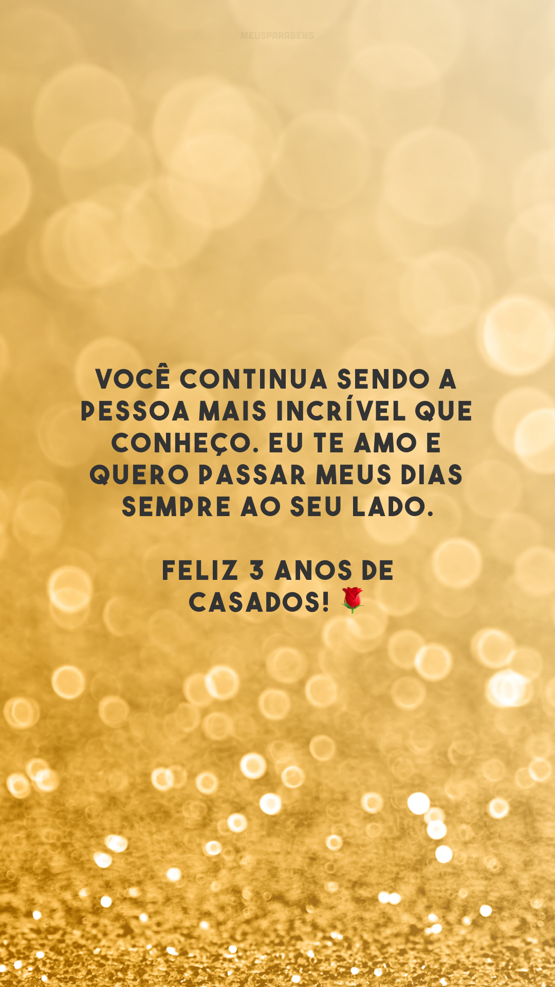 Você continua sendo a pessoa mais incrível que conheço. Eu te amo e quero passar meus dias sempre ao seu lado. Feliz 3 anos de casados! 🌹