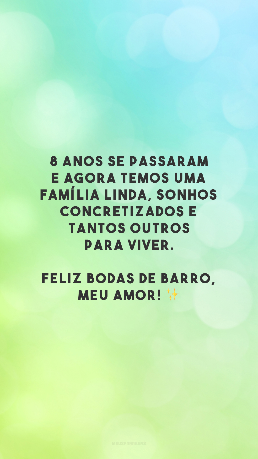 8 anos se passaram e agora temos uma família linda, sonhos concretizados e tantos outros para viver. Feliz bodas de barro, meu amor! ✨