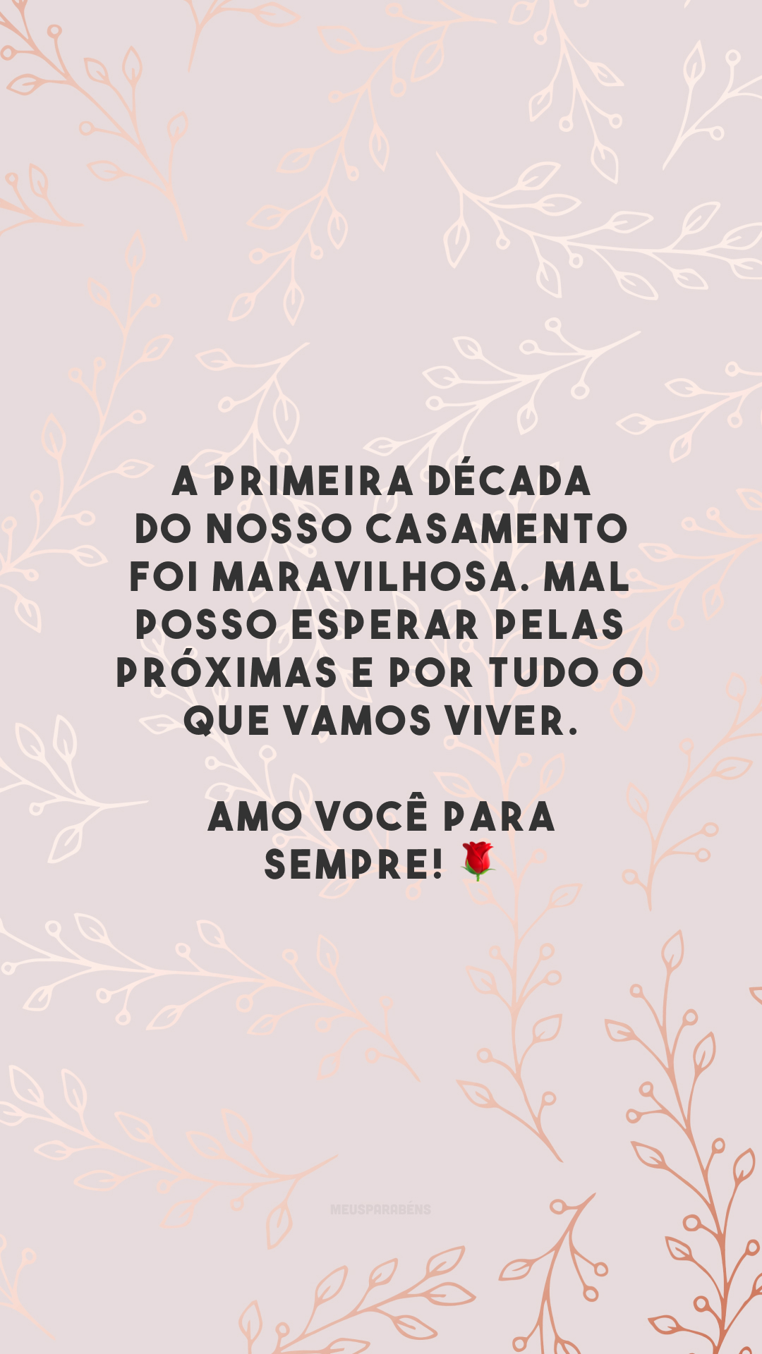 A primeira década do nosso casamento foi maravilhosa. Mal posso esperar pelas próximas e por tudo o que vamos viver. Amo você para sempre! 🌹