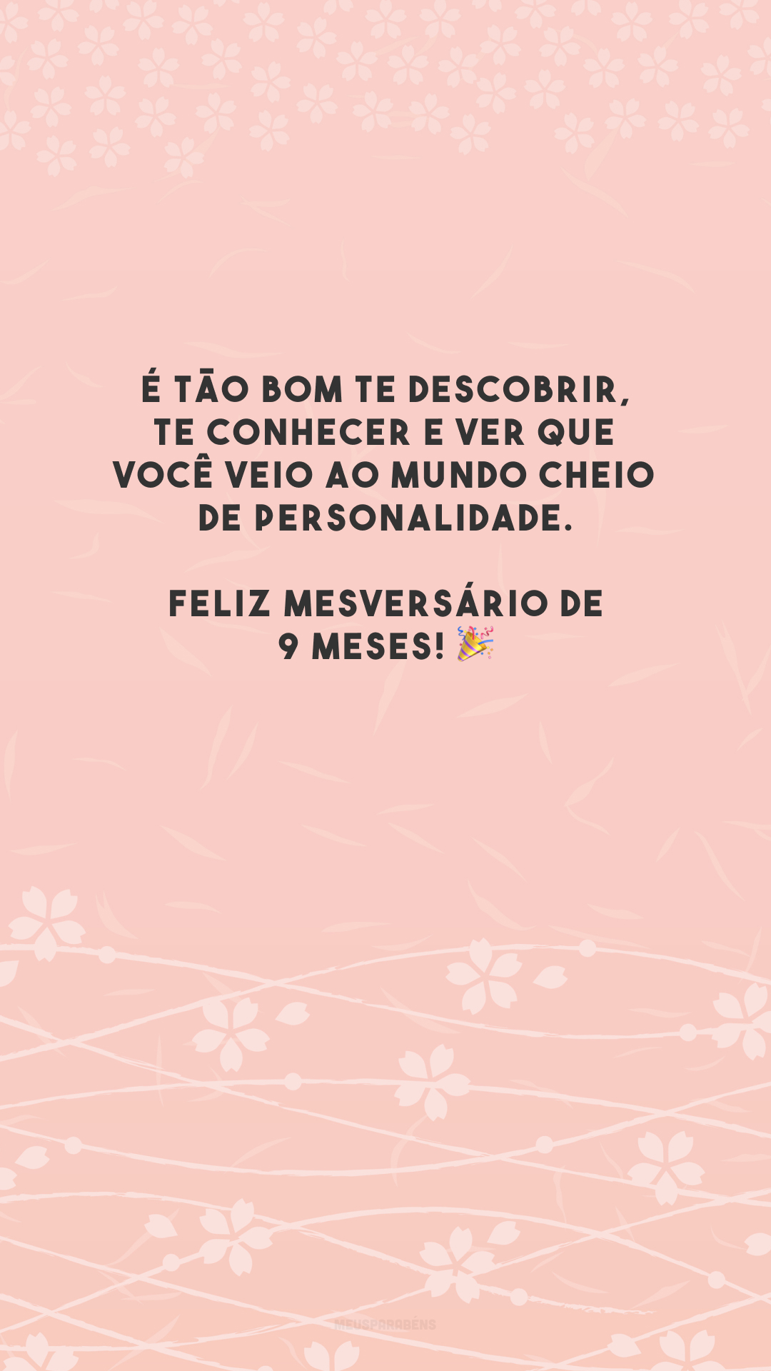 É tão bom te descobrir, te conhecer e ver que você veio ao mundo cheio de personalidade. Feliz mesversário de 9 meses! 🎉